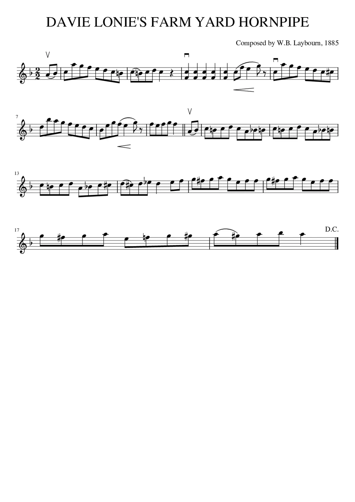 DAVIE LONIE'S FARM YARD HORNPIPE - Page 1