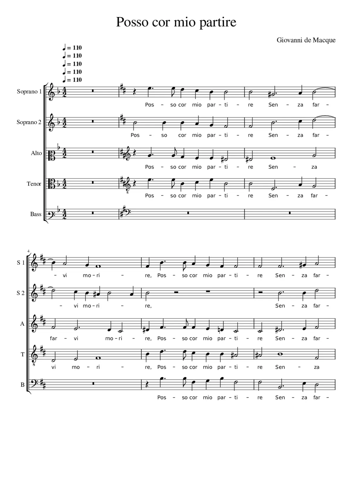 Posso cor mio partire - Page 1