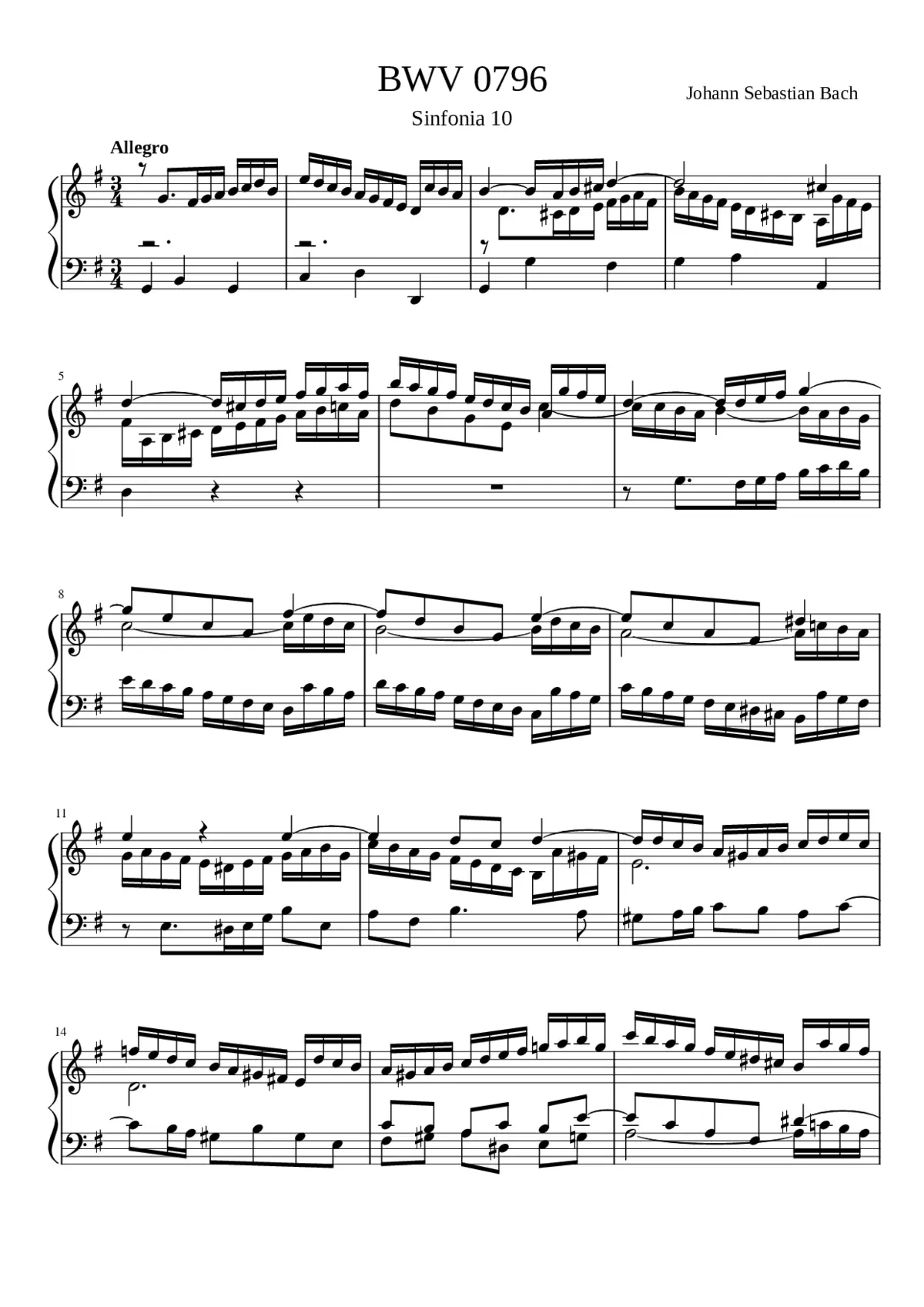 Sinfonia in G major BWV 796 - Page 1