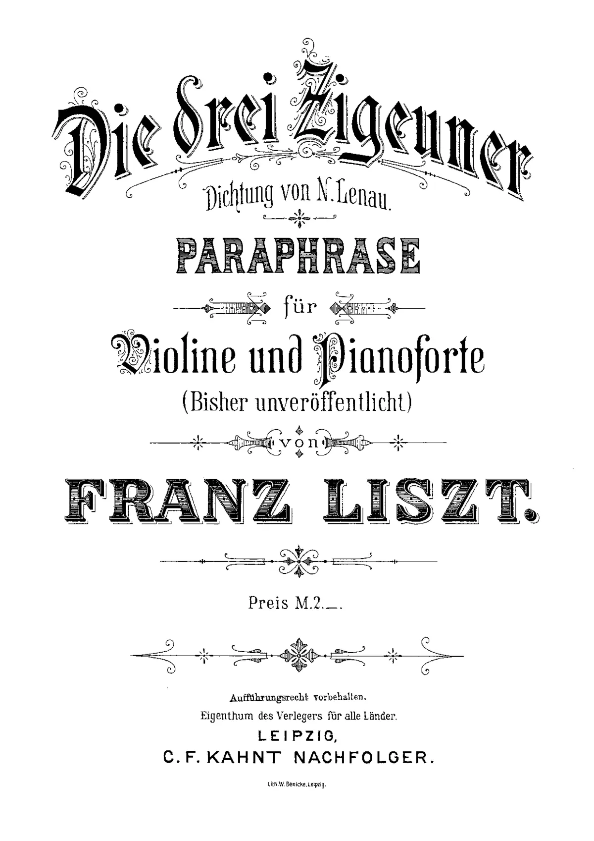 Die drei Zigeuner, Paraphrase for Violin and Piano - Page 1