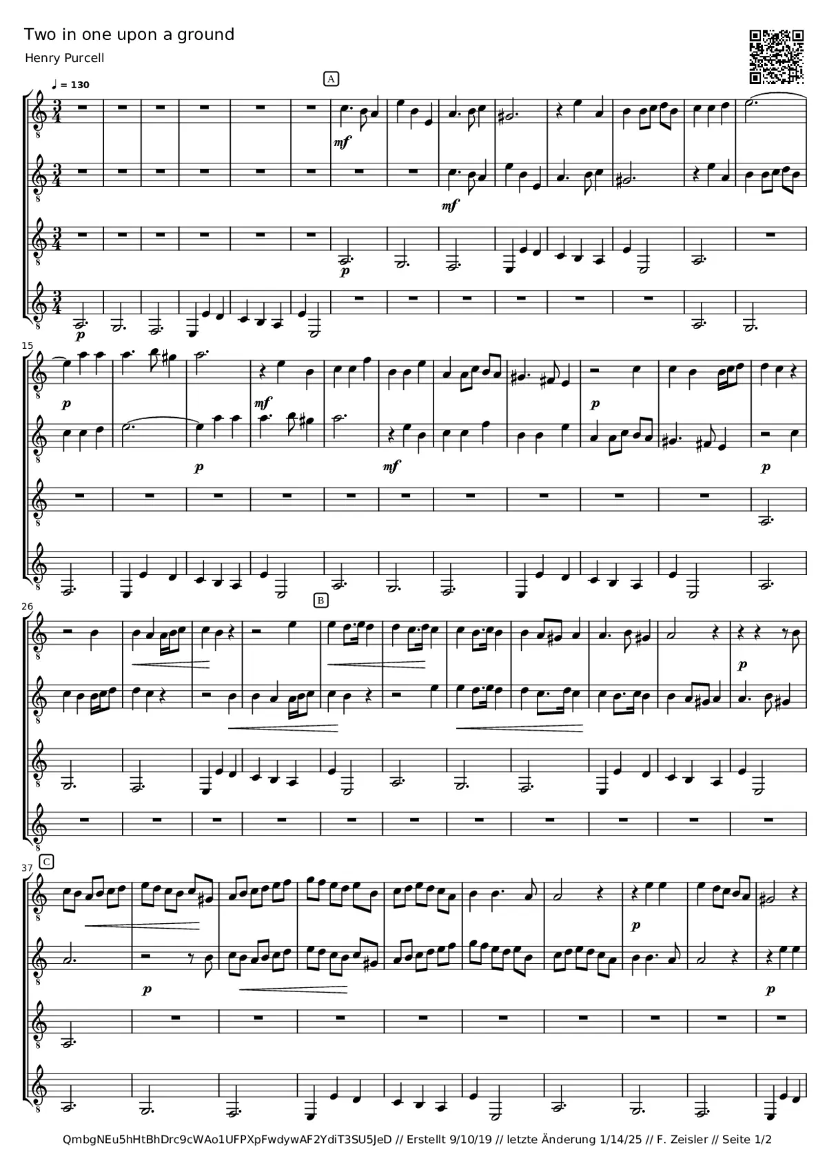 Purcell Henry - Two in one upon a ground - Page 1