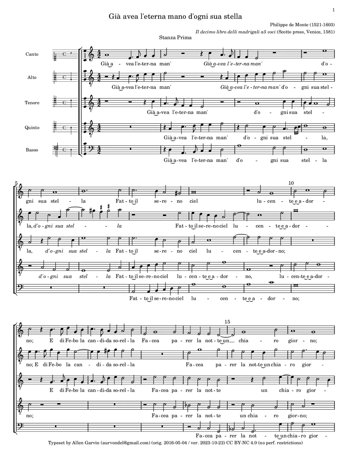 Già avea l'eterna mano d'ogni sua stella - Page 1
