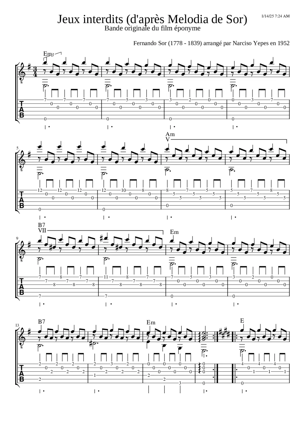 Jeux interdits (Guitar) Spanische Romanze - Page 1
