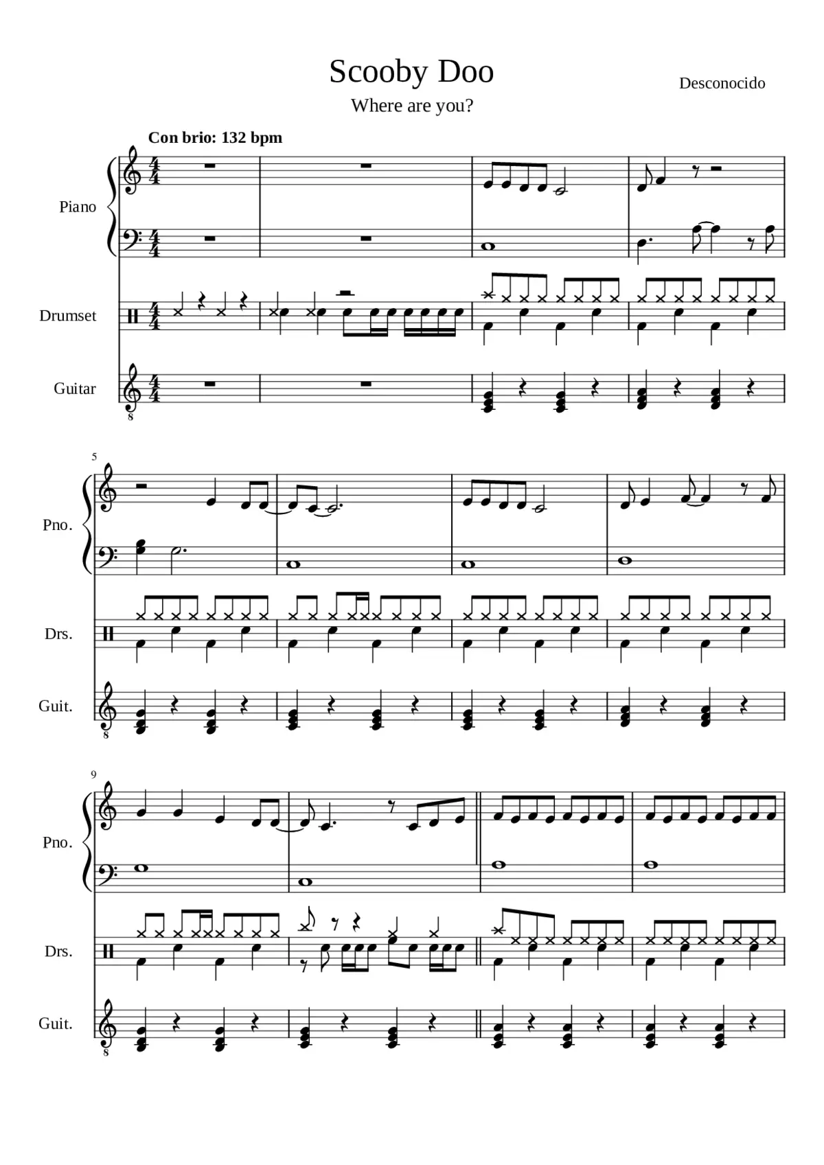 scooby-doo theme song - scooby-doo where are you - Page 1