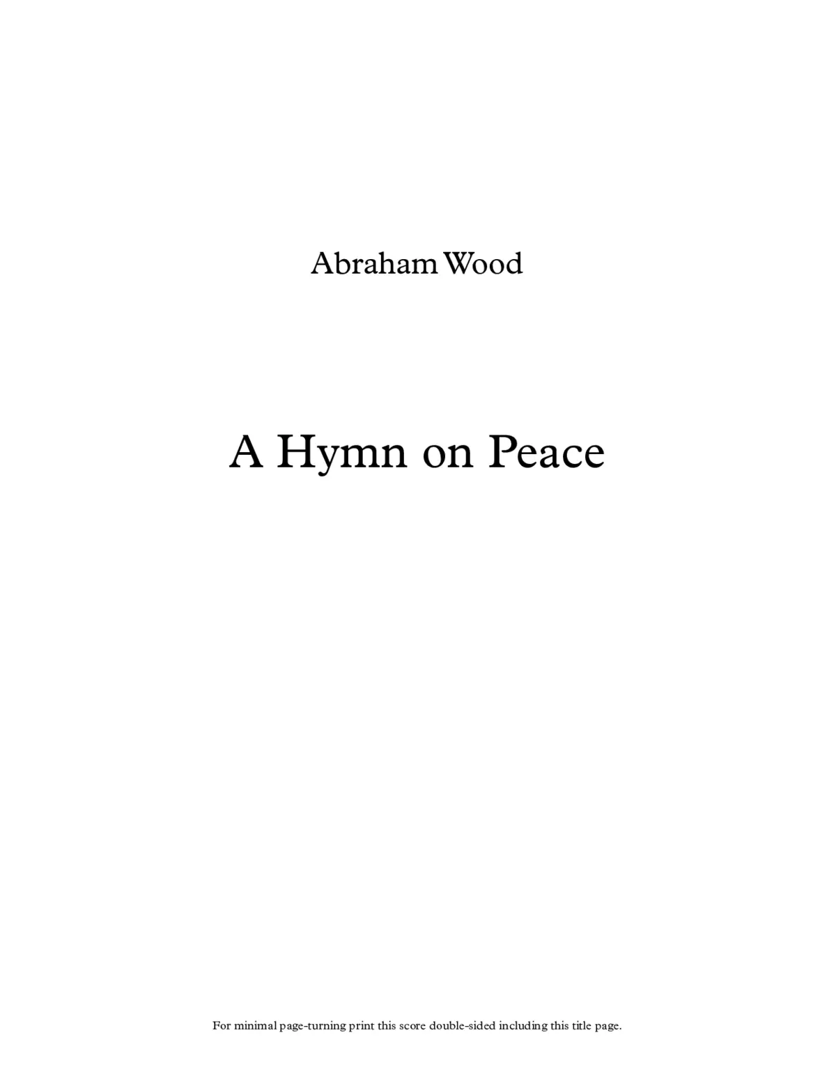 A Hymn on Peace - Page 1