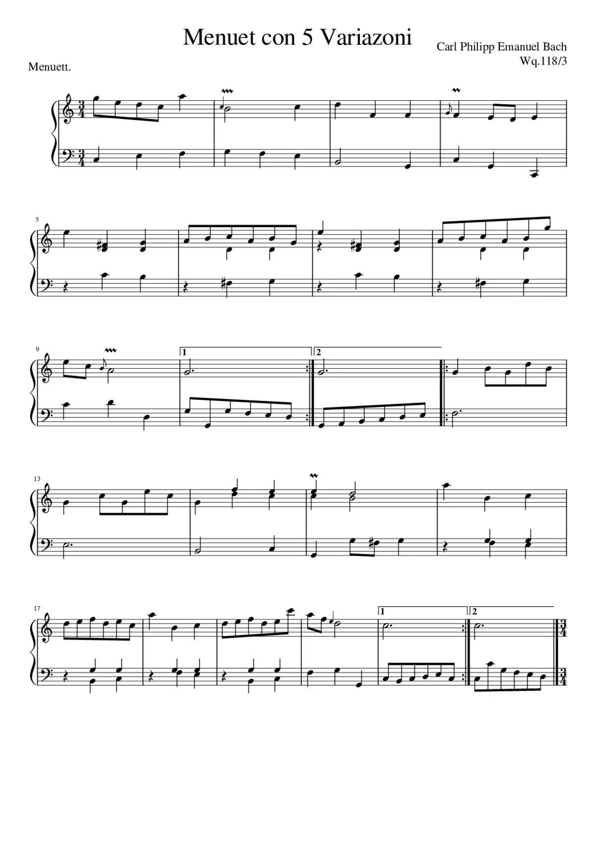 Menuet con 5 Variazoni - Page 1