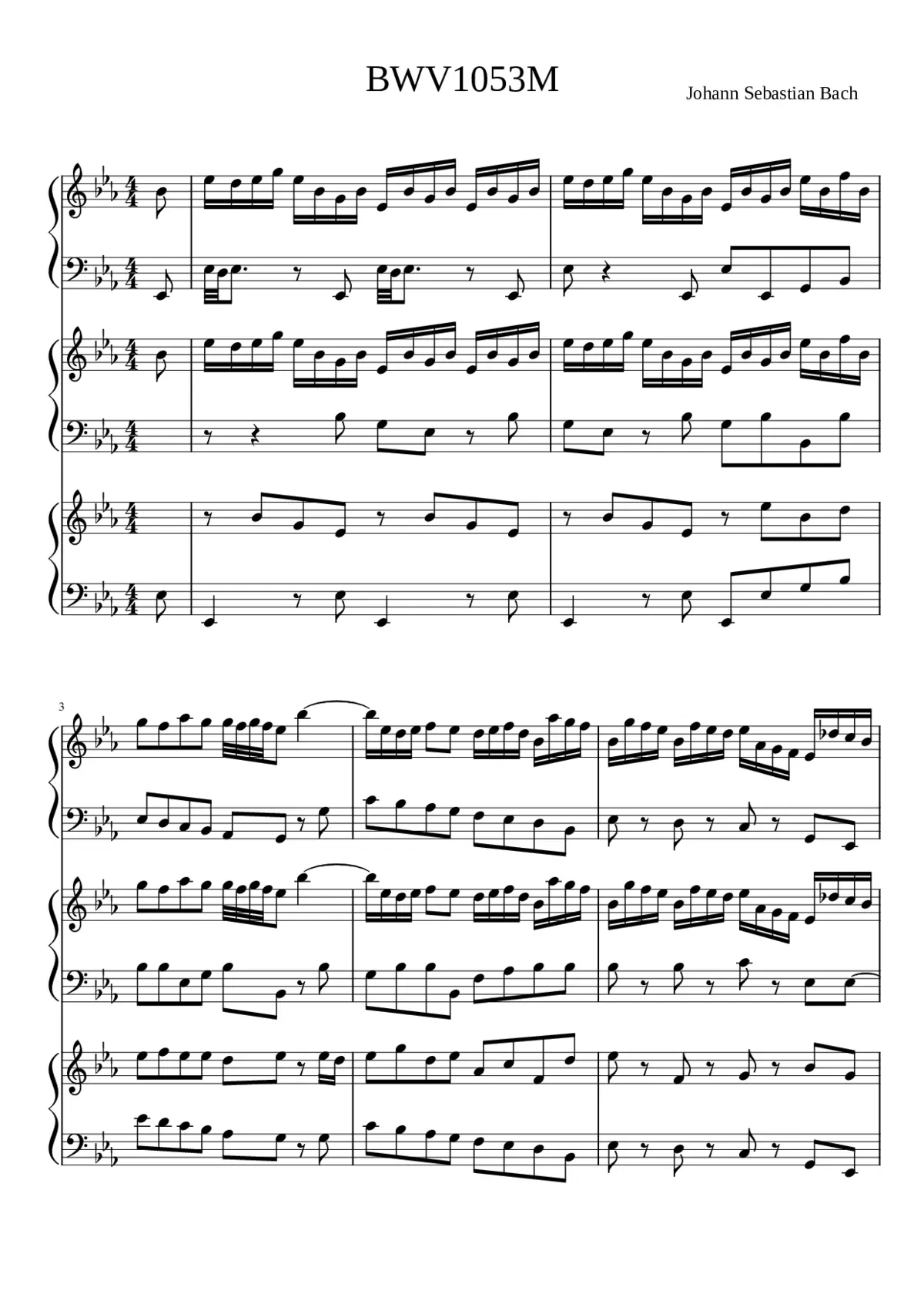 Harpsichord Concerto No.2 in E major BWV 1053 - Page 1