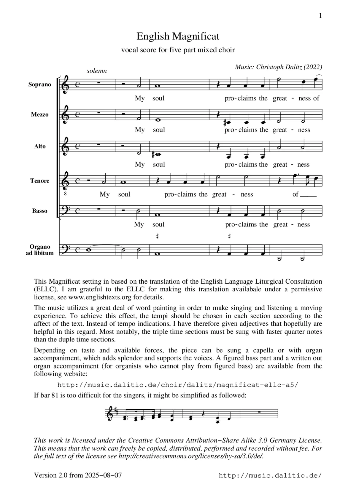 English Magnificat - Page 1