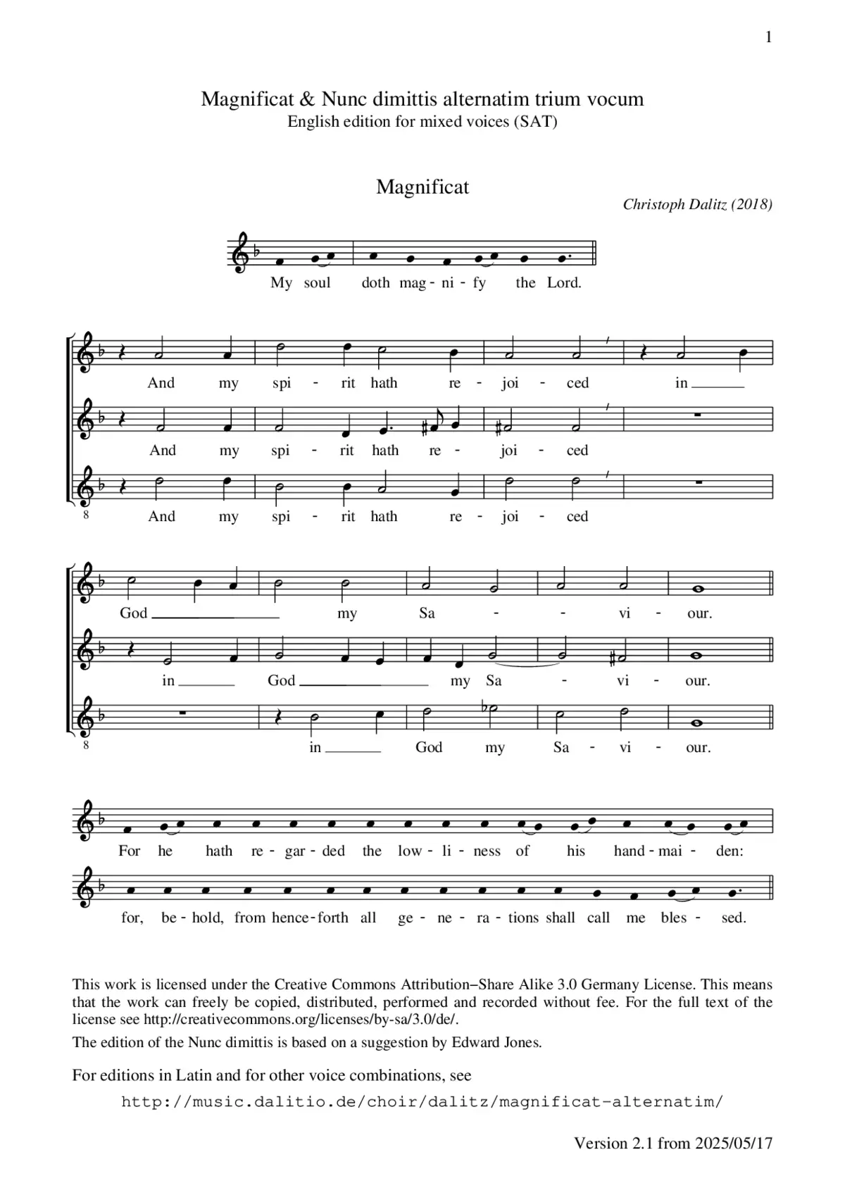 Magnificat alternatim trium vocum - Page 1
