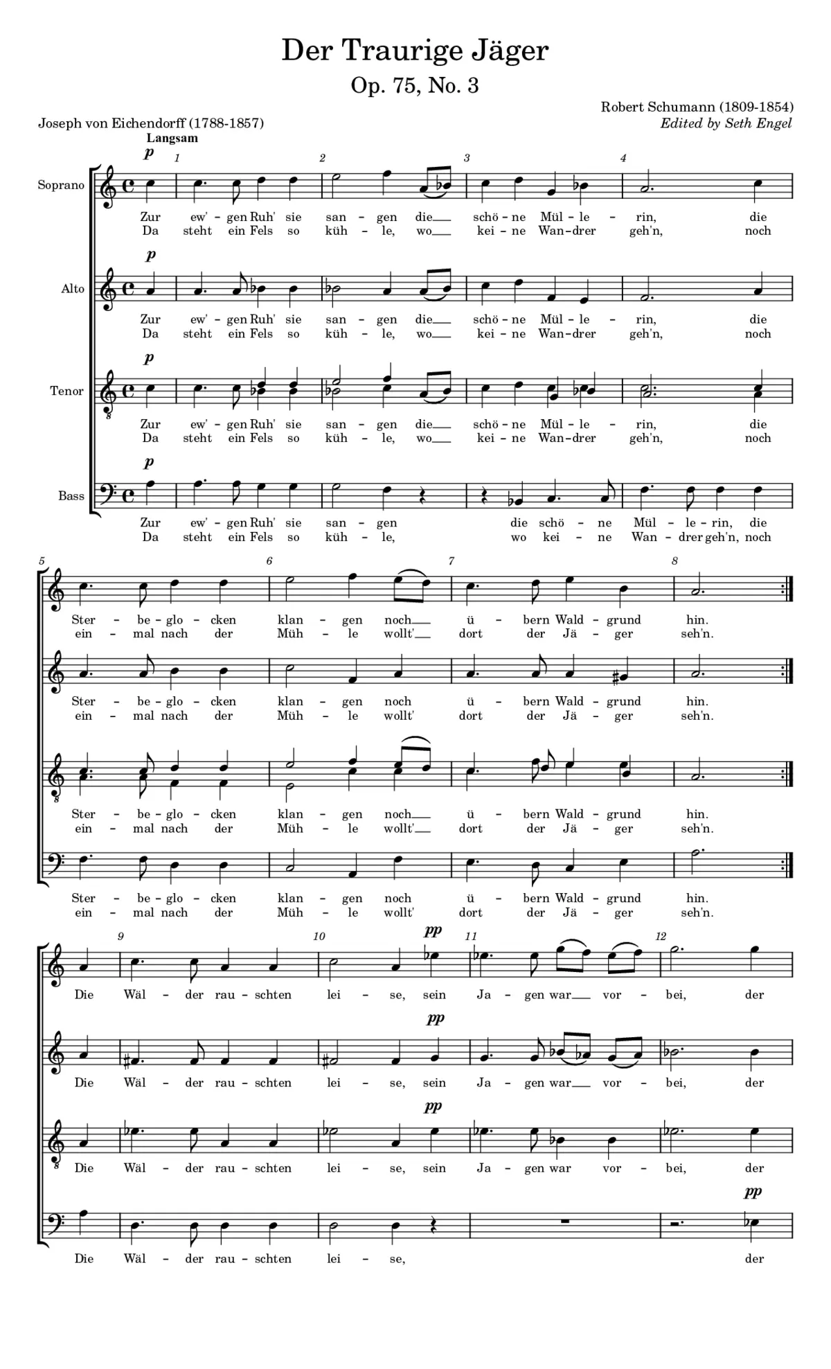 Der traurige Jäger, Op. 75, No. 3 - Page 1
