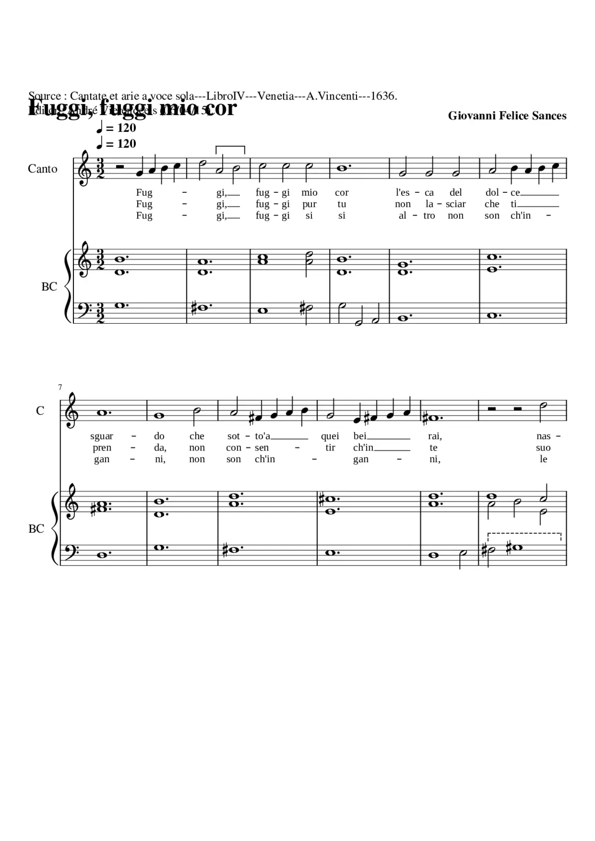 Fuggi fuggi mio cor - Page 1