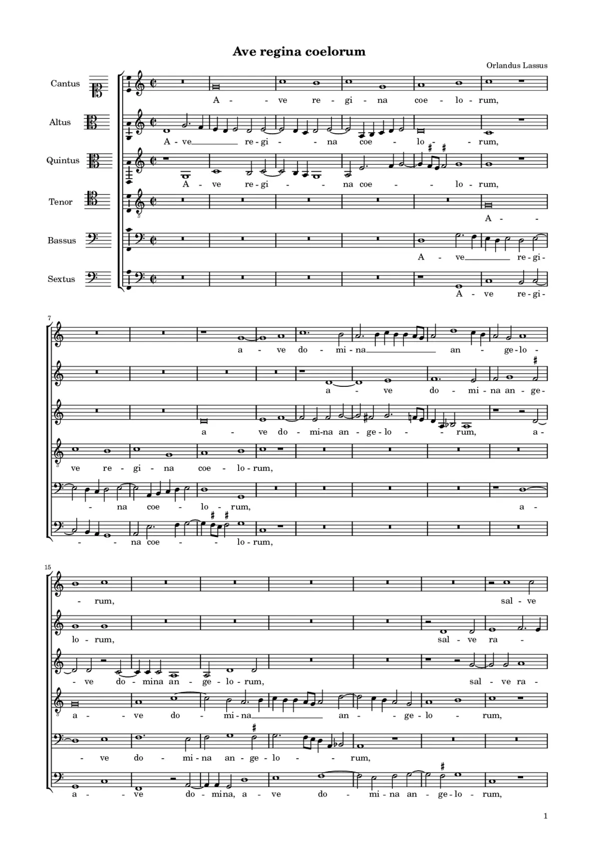 Ave Regina coelorum a 6 (1604) - Page 1