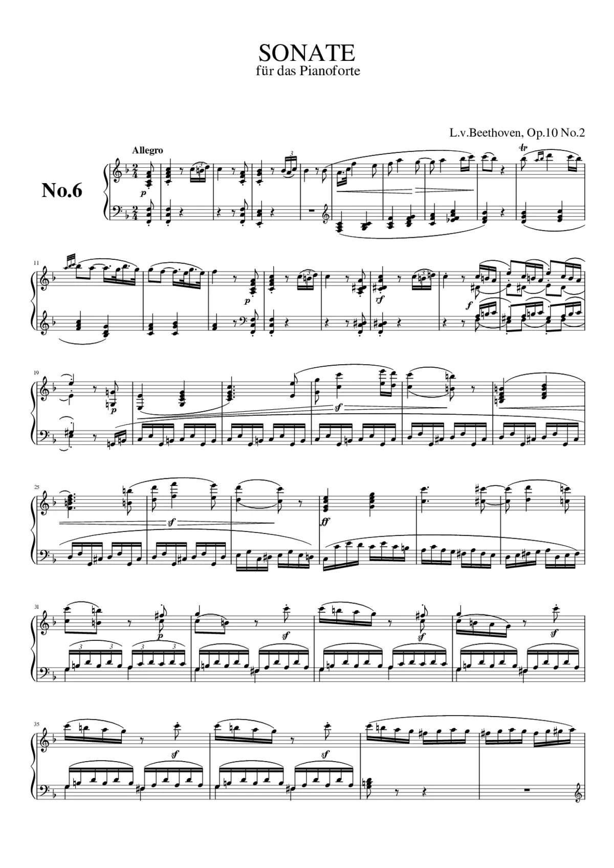 Piano Sonata No.6 Op.10 No.2 - Page 1