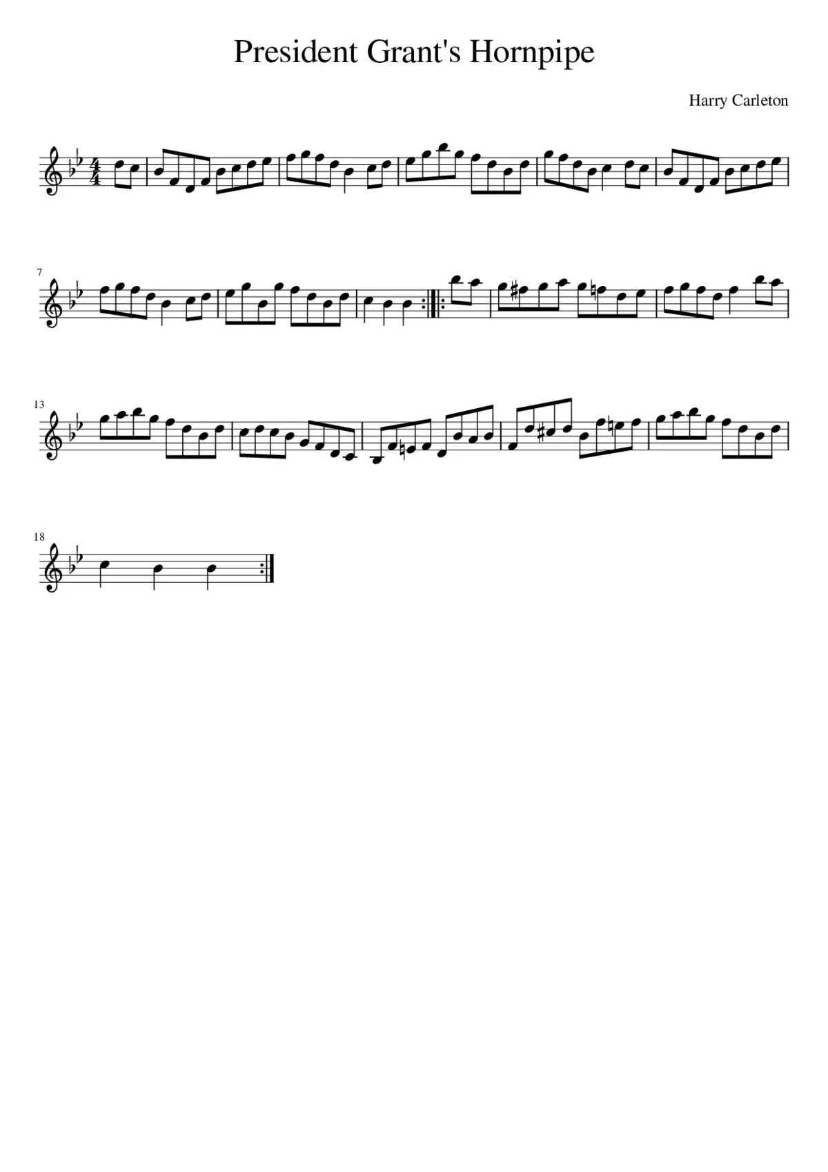 President Grant's Hornpipe - Page 1