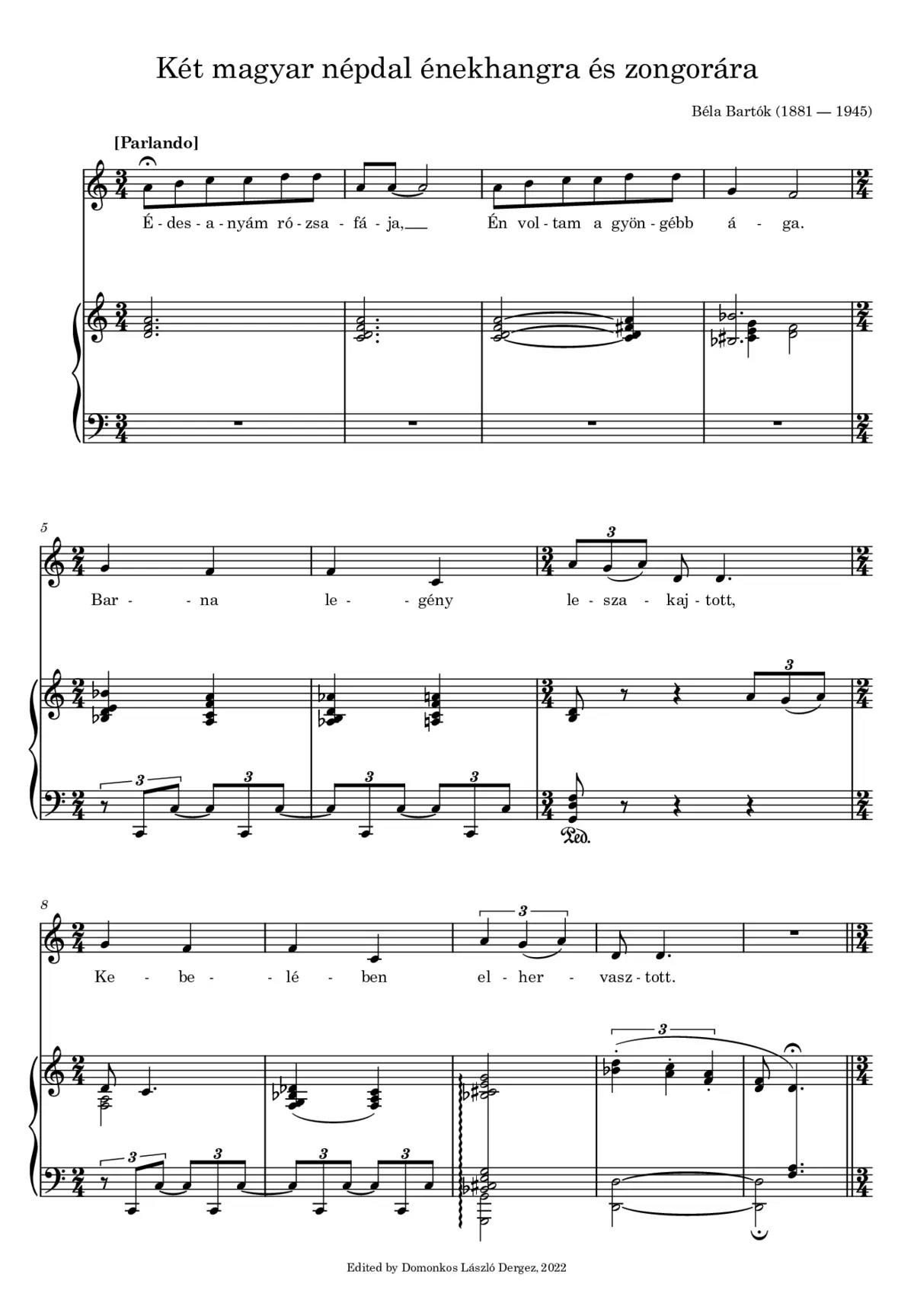 2 Hungarian Folksongs for Voice and Piano - Page 1