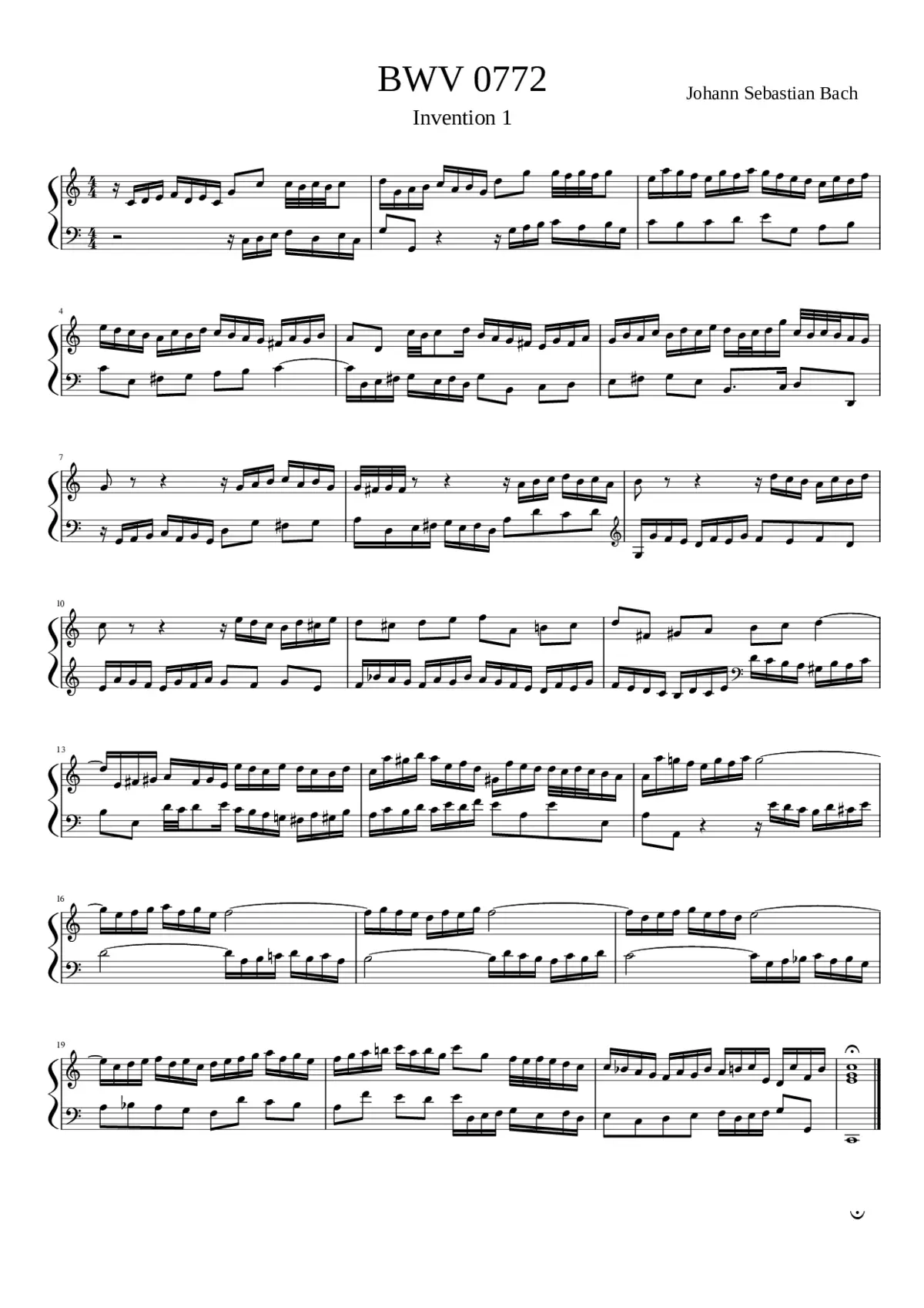 Invention in C major BWV 772 - Page 1
