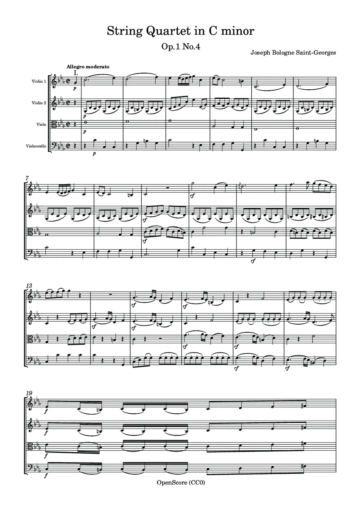String Quartet in C minor, Op.1 No.4 - Page 1