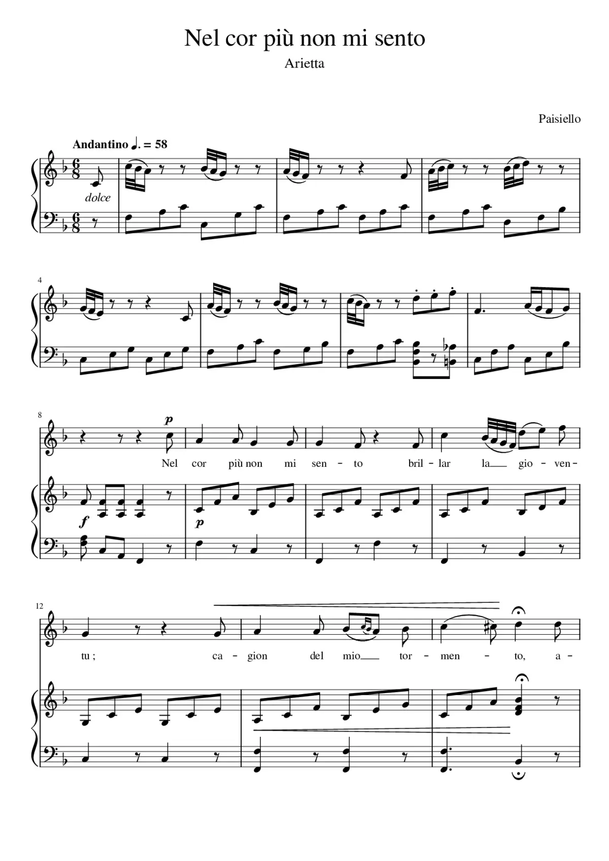 Paisiello - Nel cor pi non mi sento - Page 1