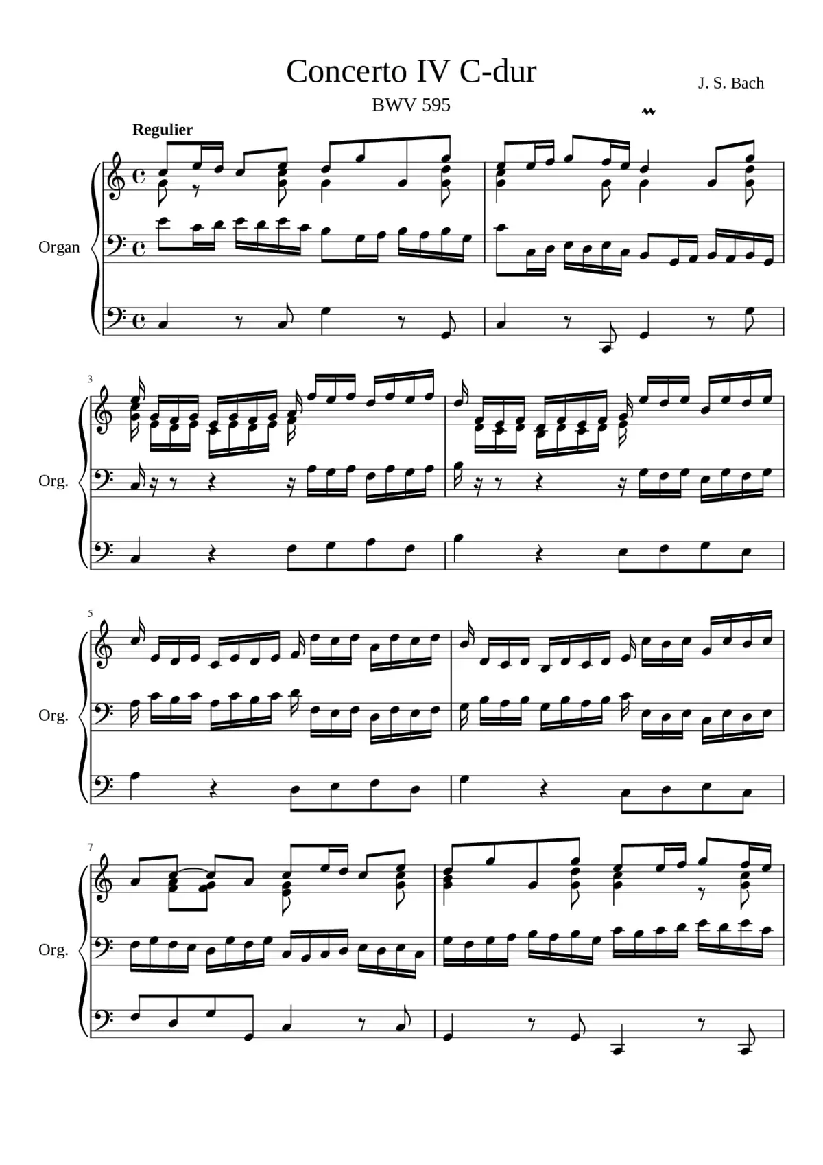 Organ Concerto in C major BWV 595 - Page 1