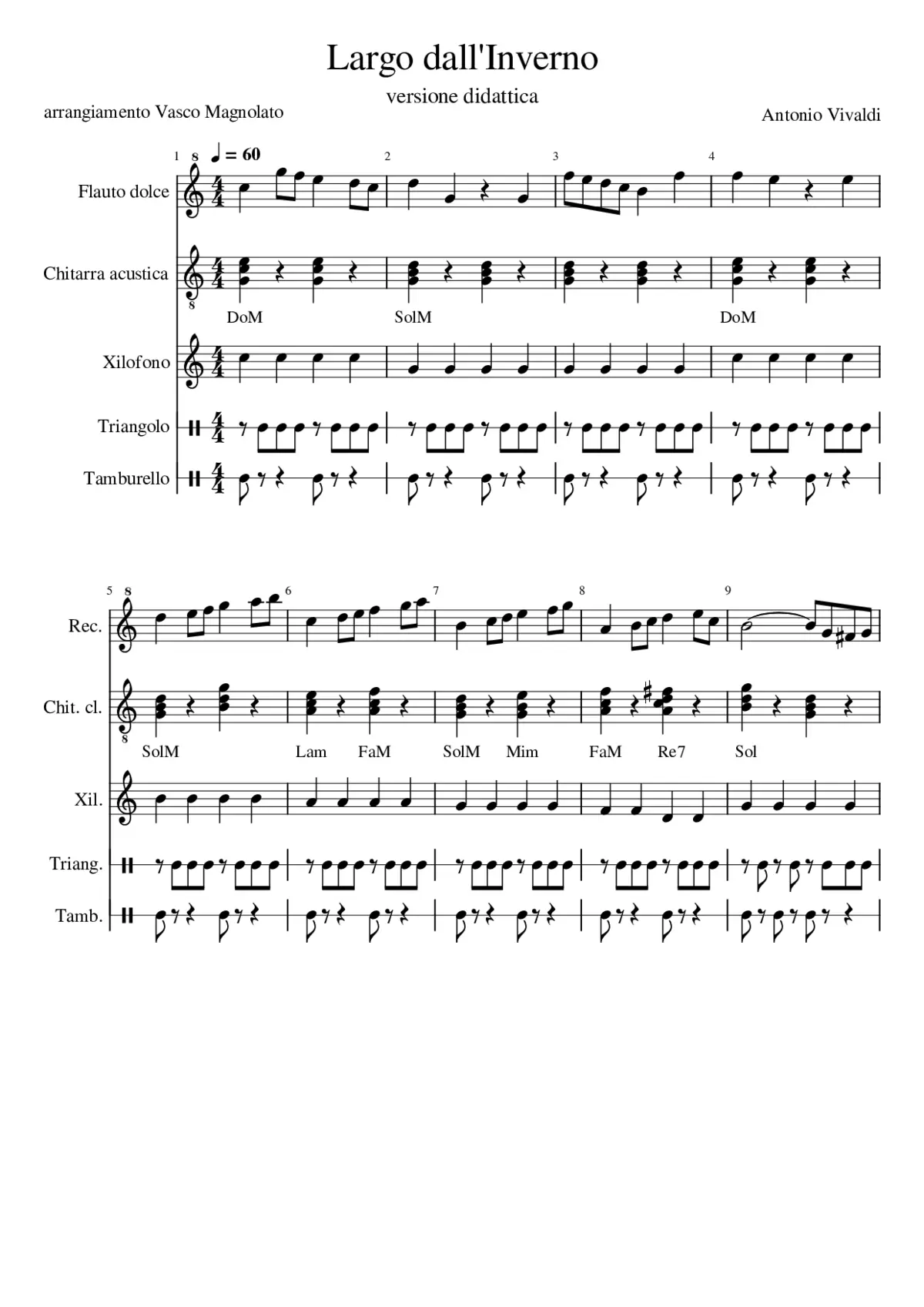 Vivaldi Largo dall'Inverno versione didattica - Page 1