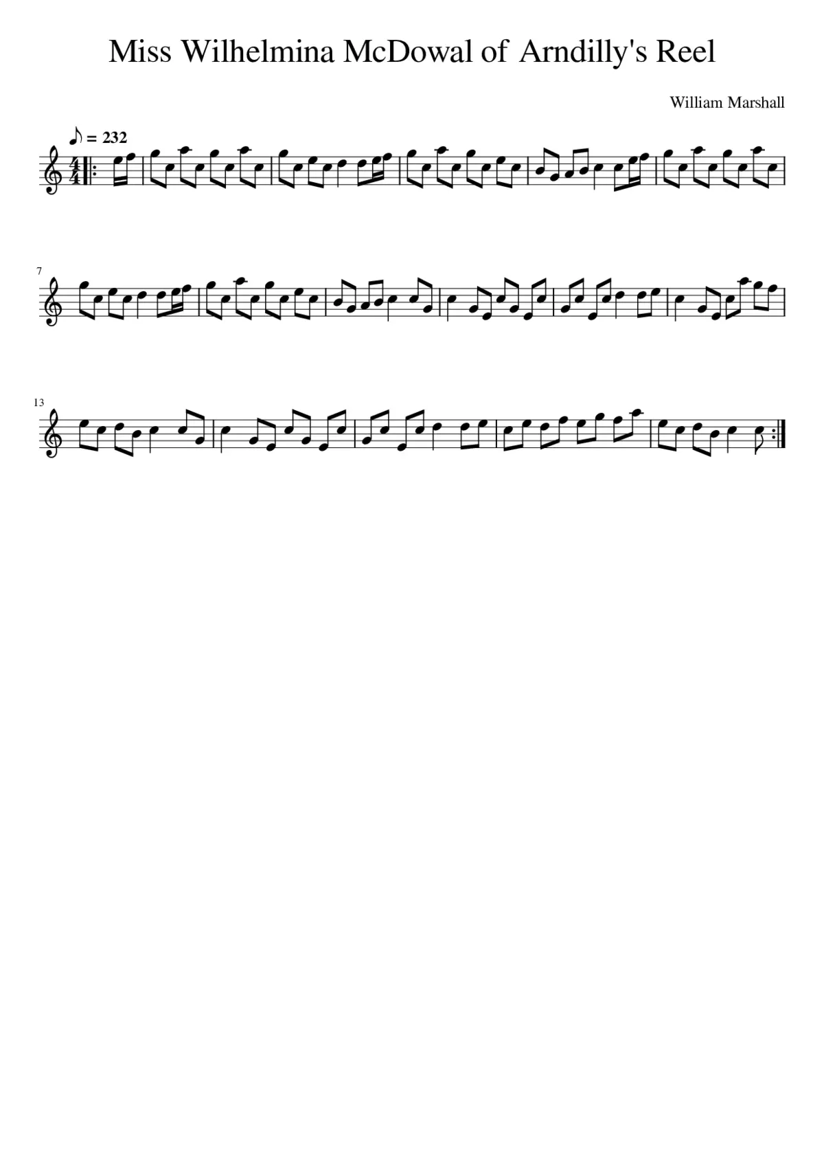 Miss Wilhelmina McDowal of Arndilly's Reel - Page 1