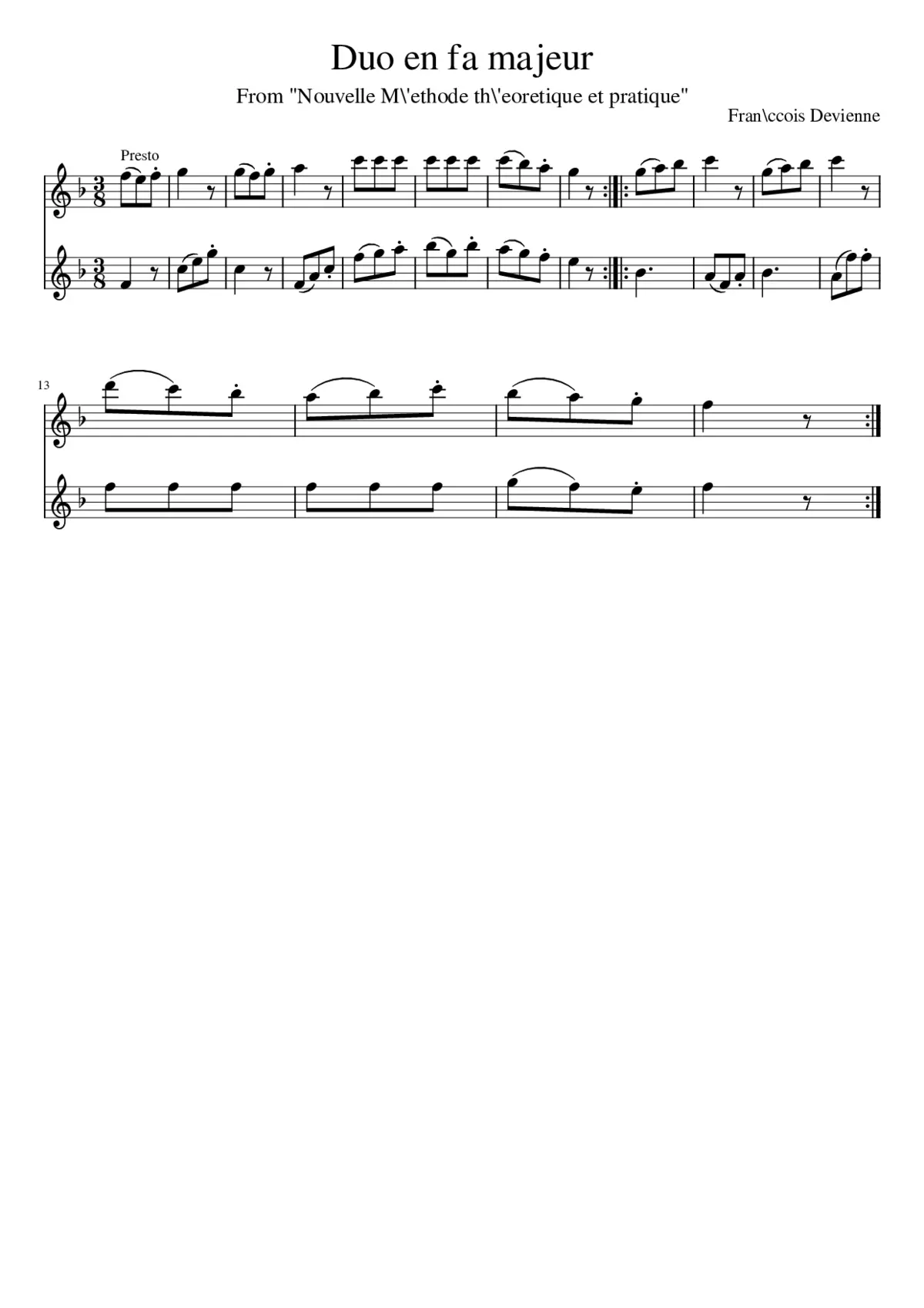 Duo en fa majeur - Page 1