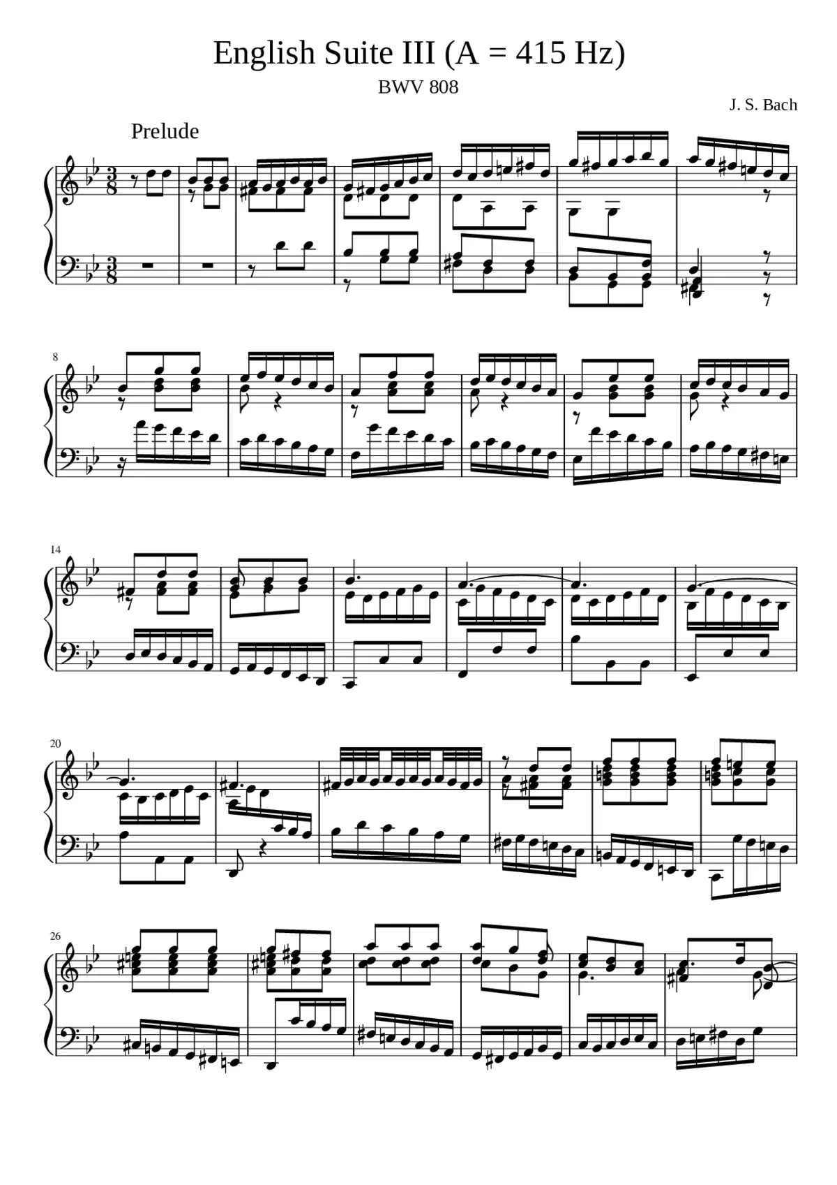 English Suite No.3 in G minor BWV 808 - Page 1