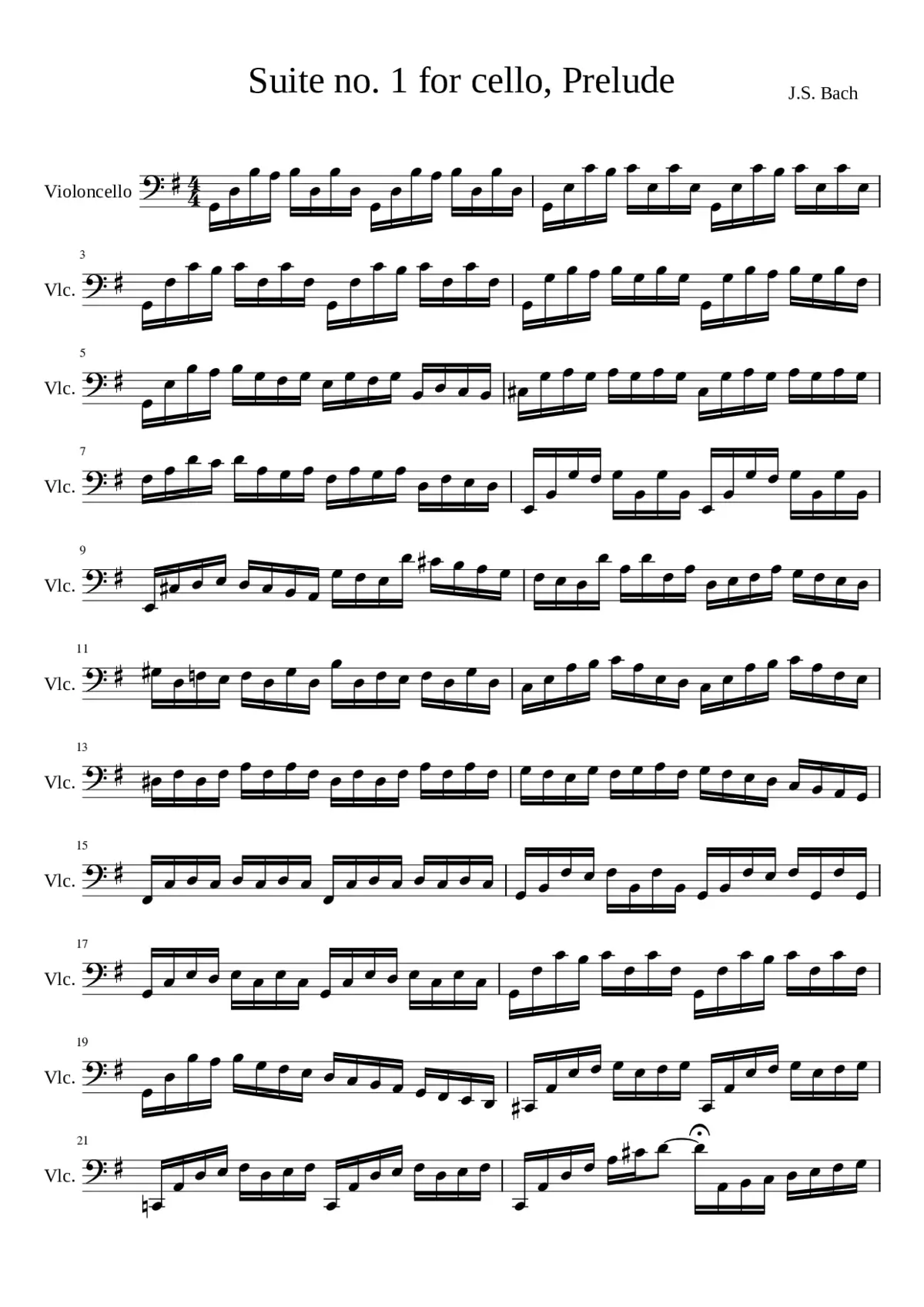 Cello Suite No.1 in G major BWV 1007 - Page 1