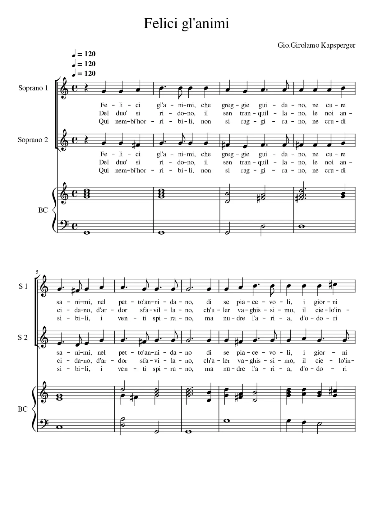 Felici gl'animi - Page 1