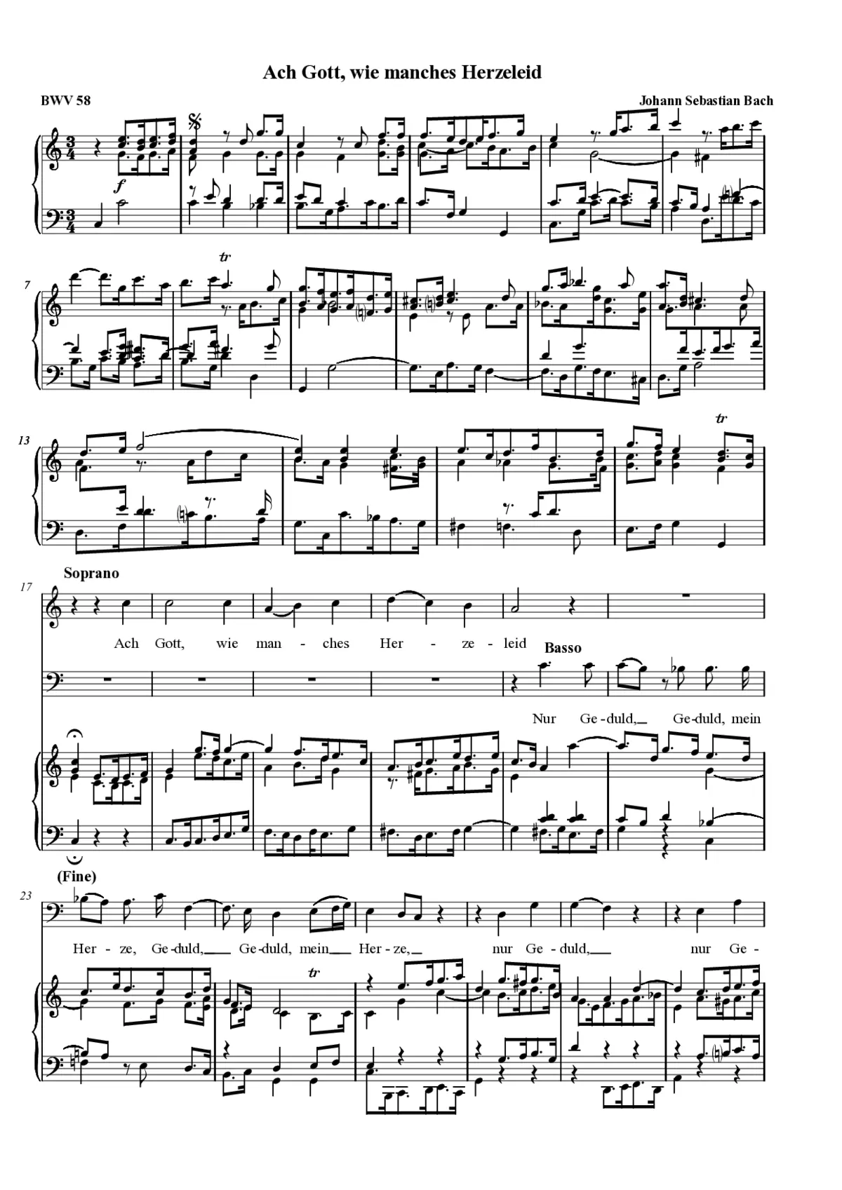 Ach Gott, wie manches Herzeleid, BWV 58 - Page 1