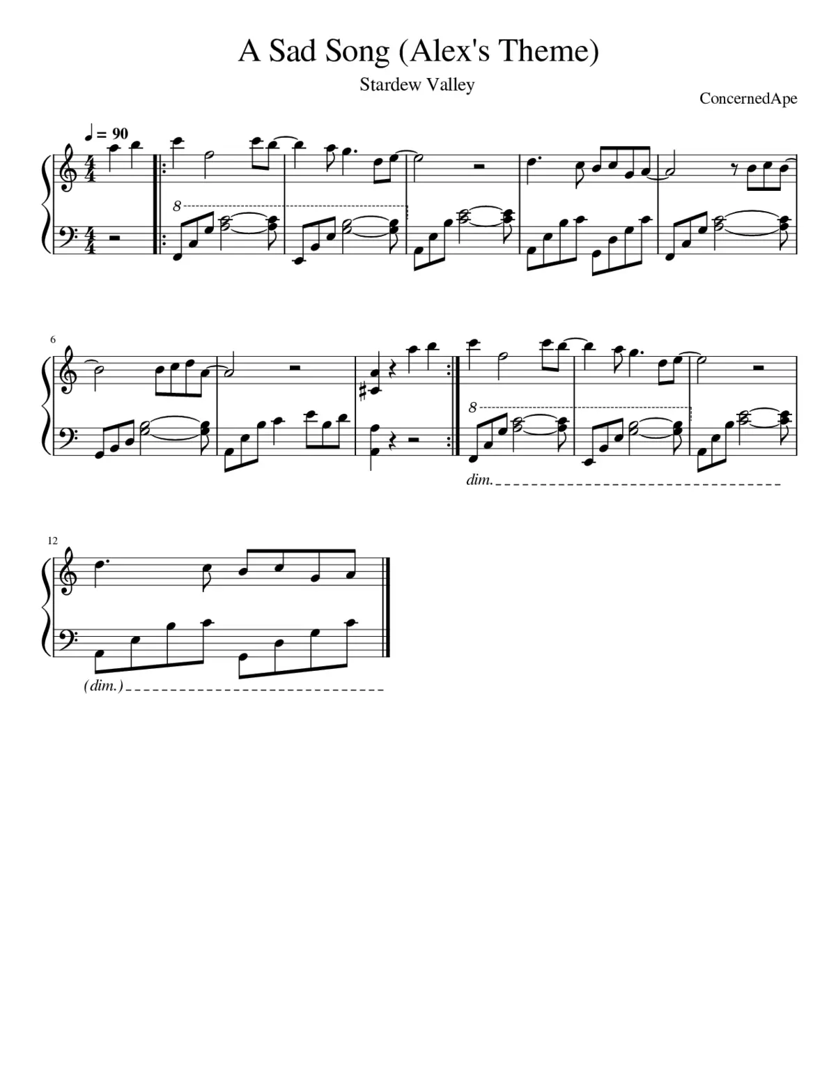 A Sad Song (Alex's Theme) - Page 1