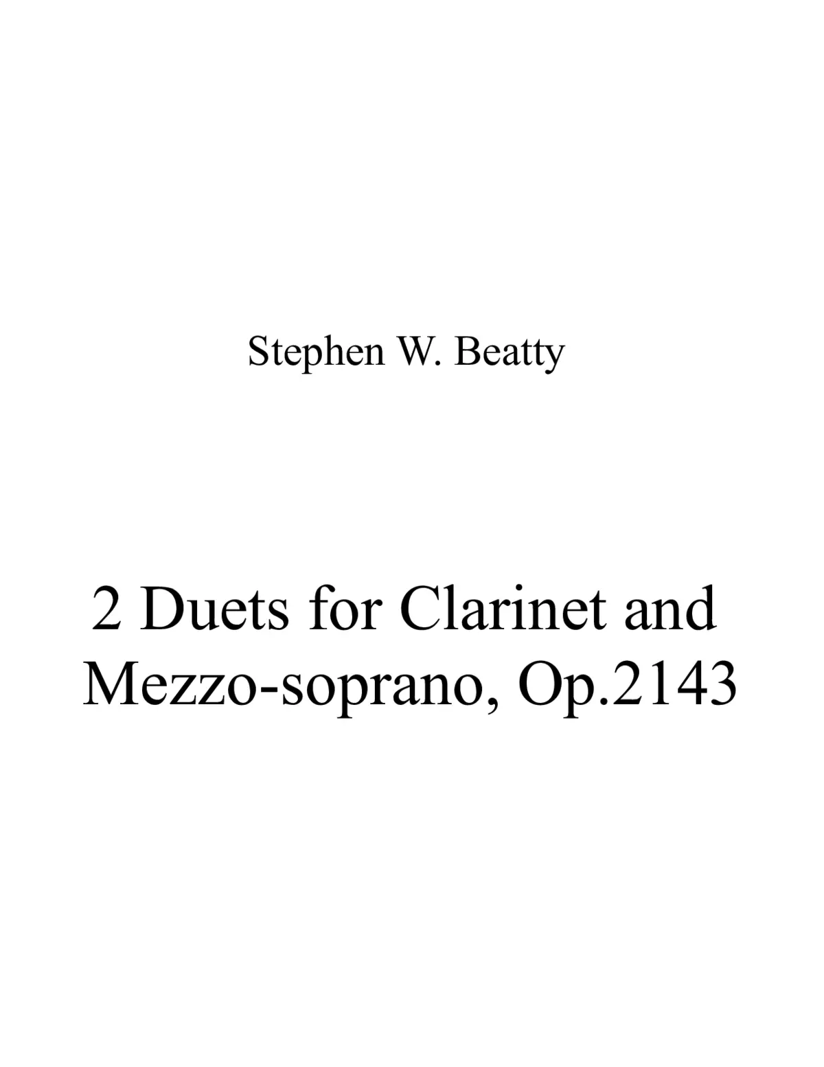 2 Duets for Clarinet and Mezzo-soprano - Page 1