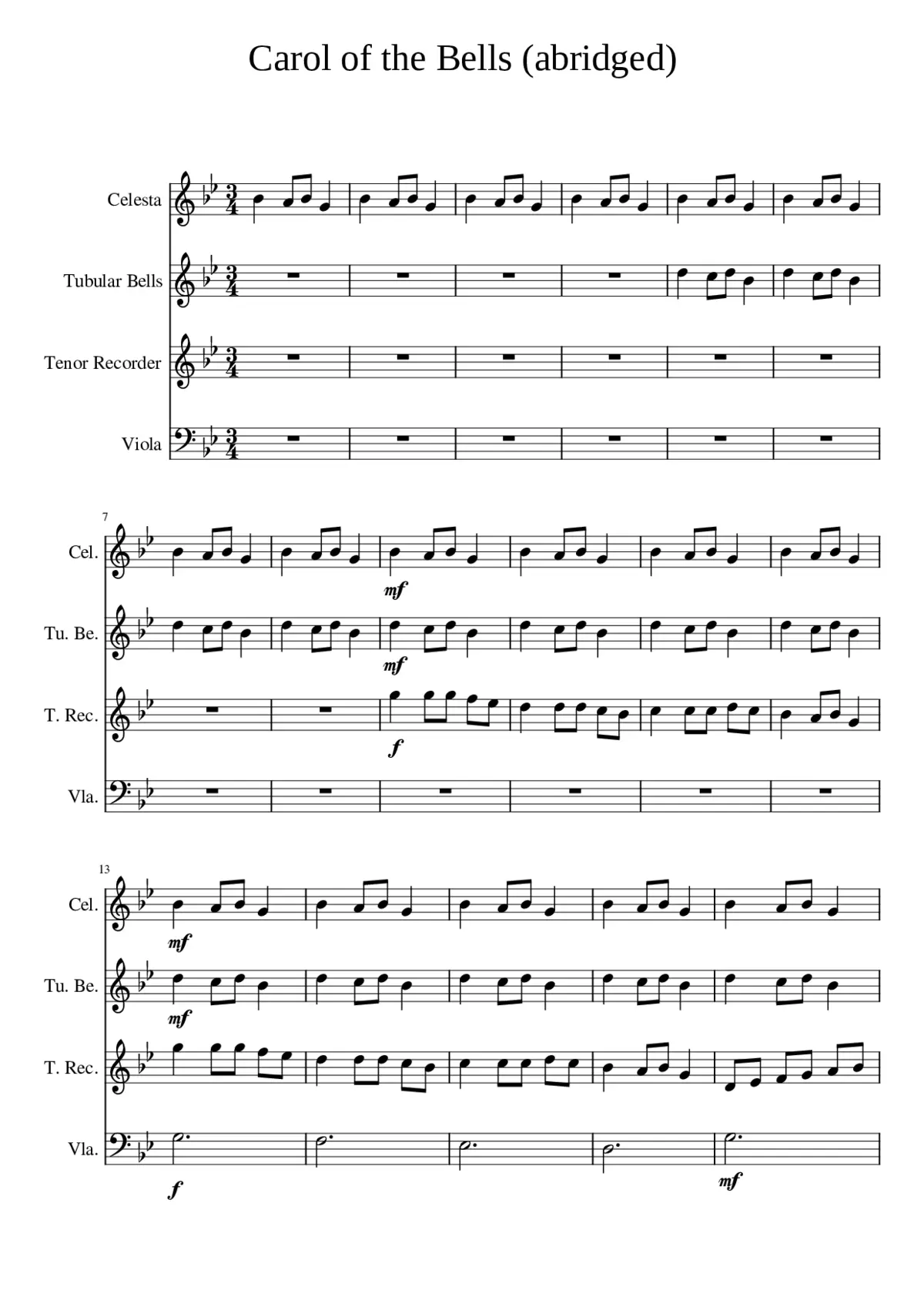 Carol of the Bells (abridged) - Page 1