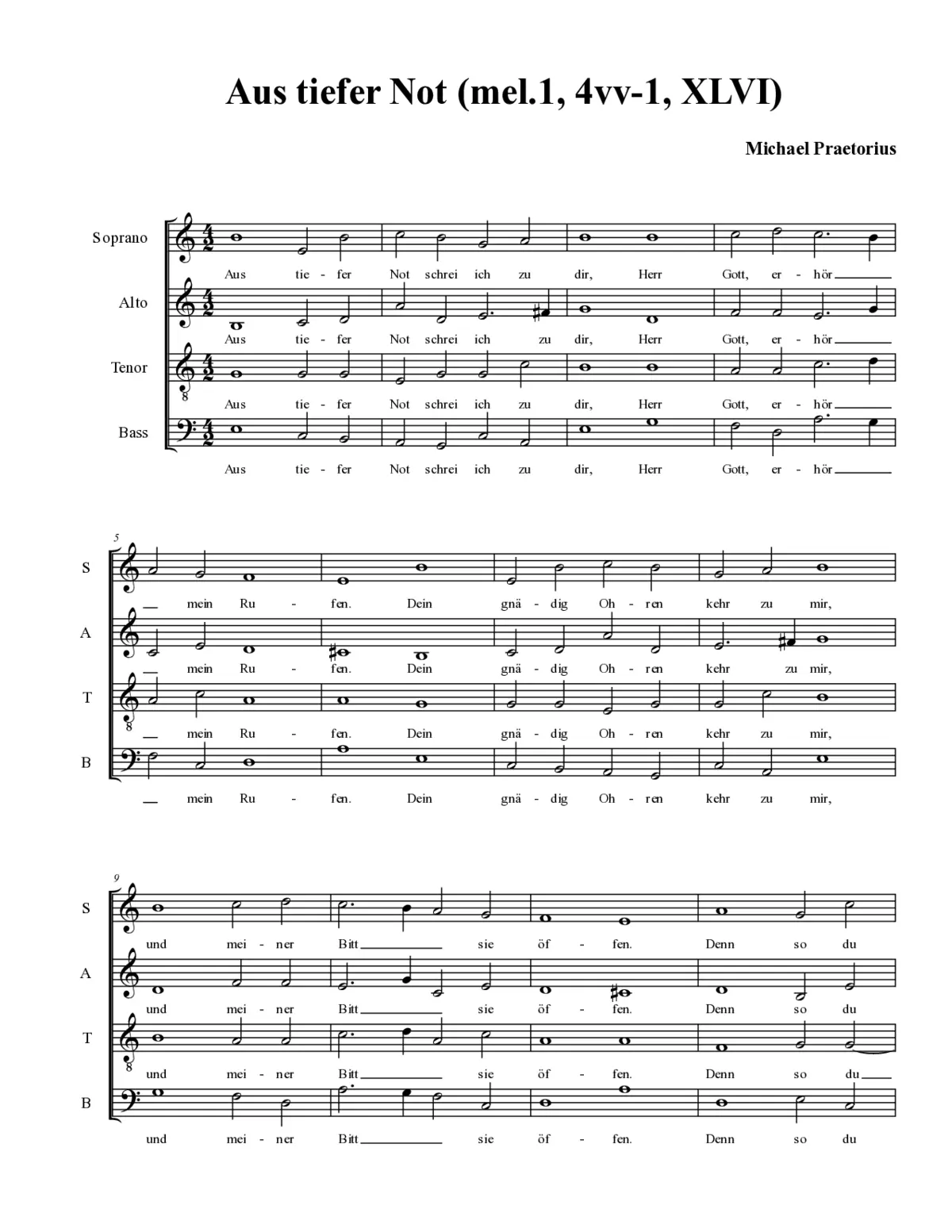 Aus tiefer Not schrei ich zu dir(1) 4vv-1 - Page 1