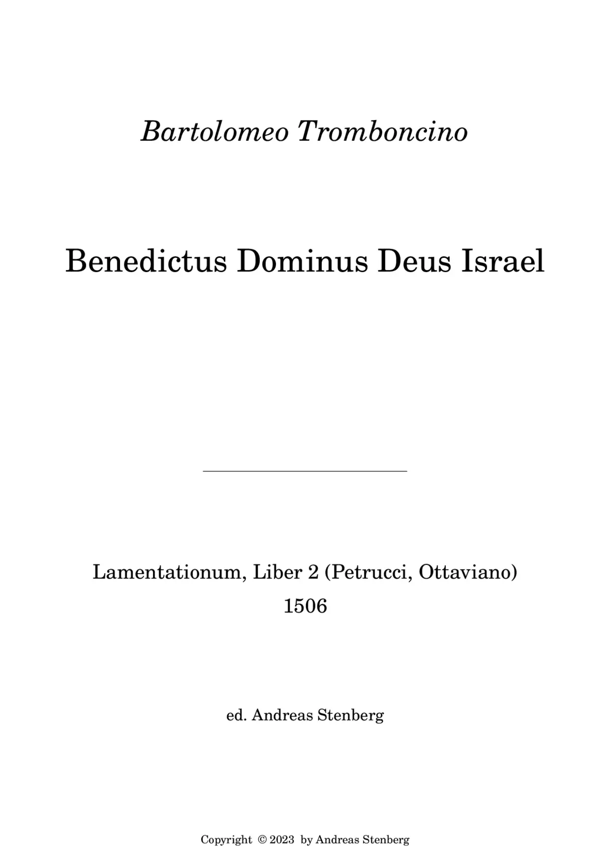 Benedictus Dominus Deus Israel - Page 1