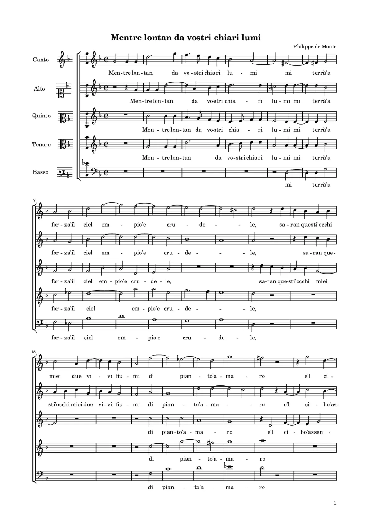 Mentre lontan da vostri chiari lumi - Page 1