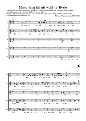 Missa Sing ich nit wohl