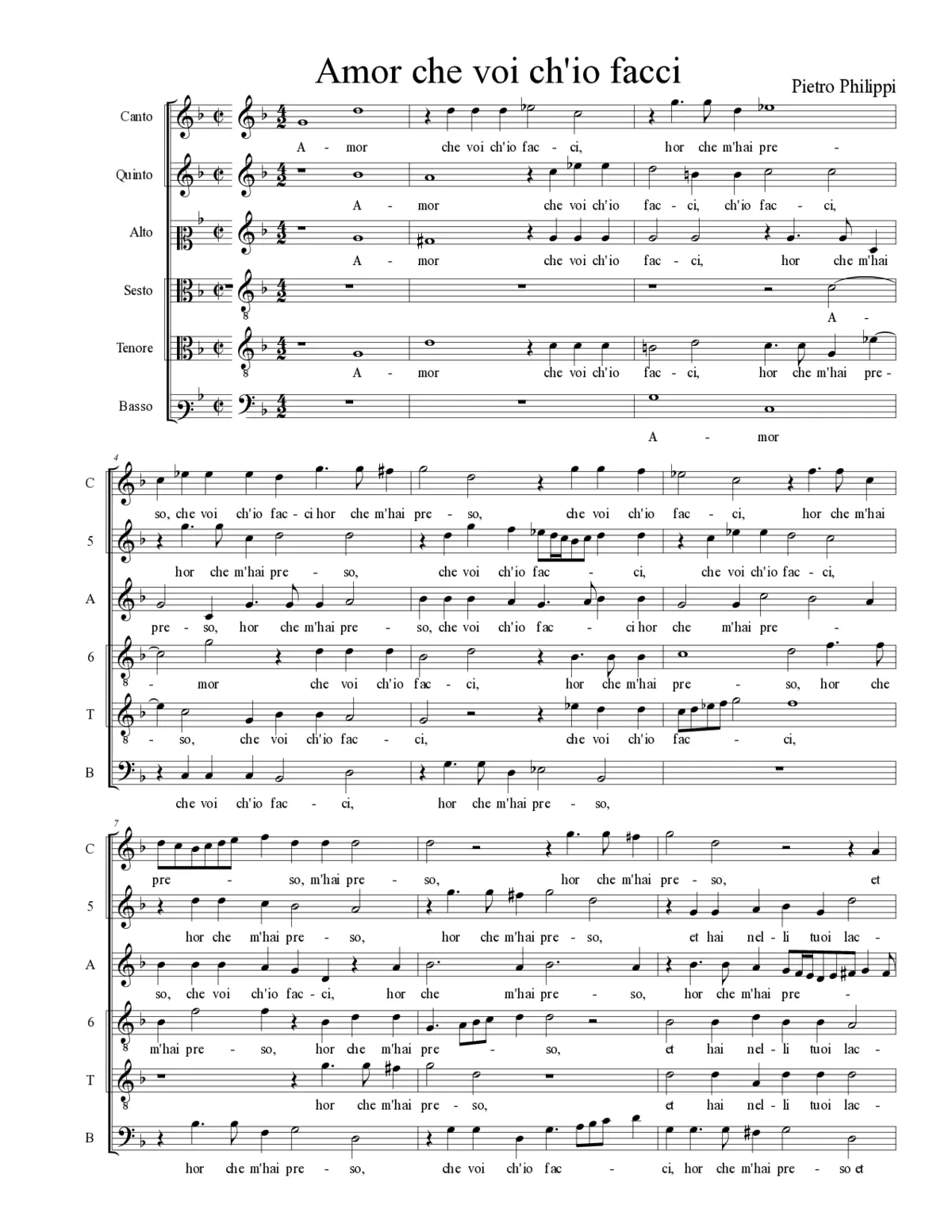 Amor che voi ch'io facci - Page 1