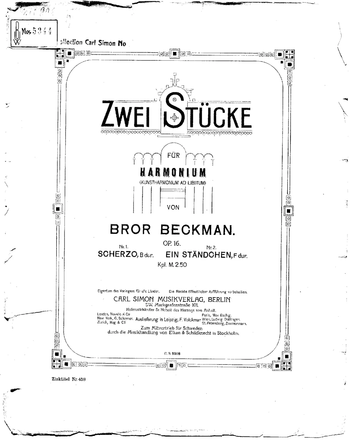 2 Stücke für Harmonium - Page 1
