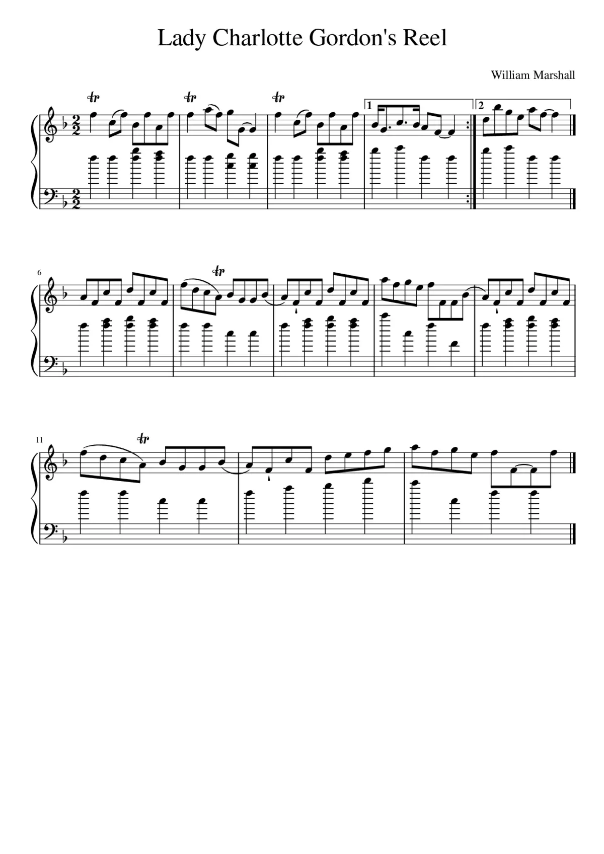 Lady Charlotte Gordon's Reel - Page 1