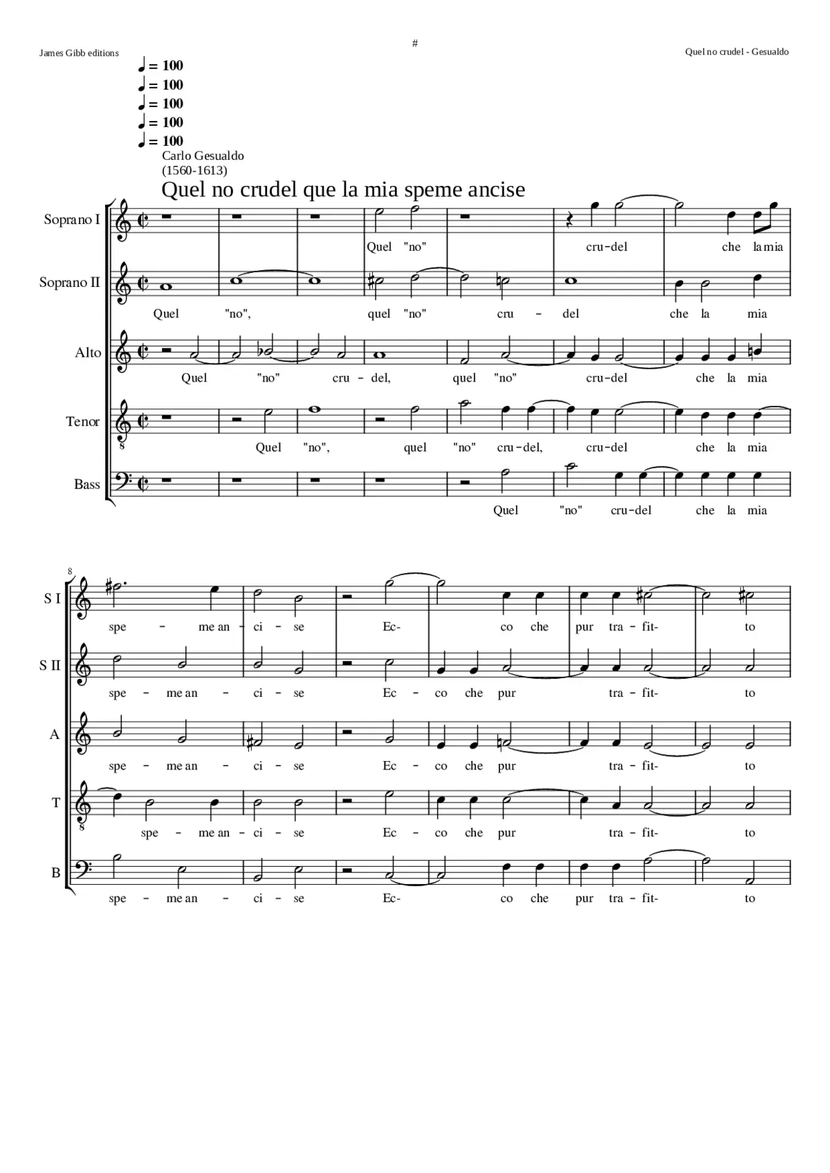 Quel 'no' crudel che la mia speme ancise - Page 1