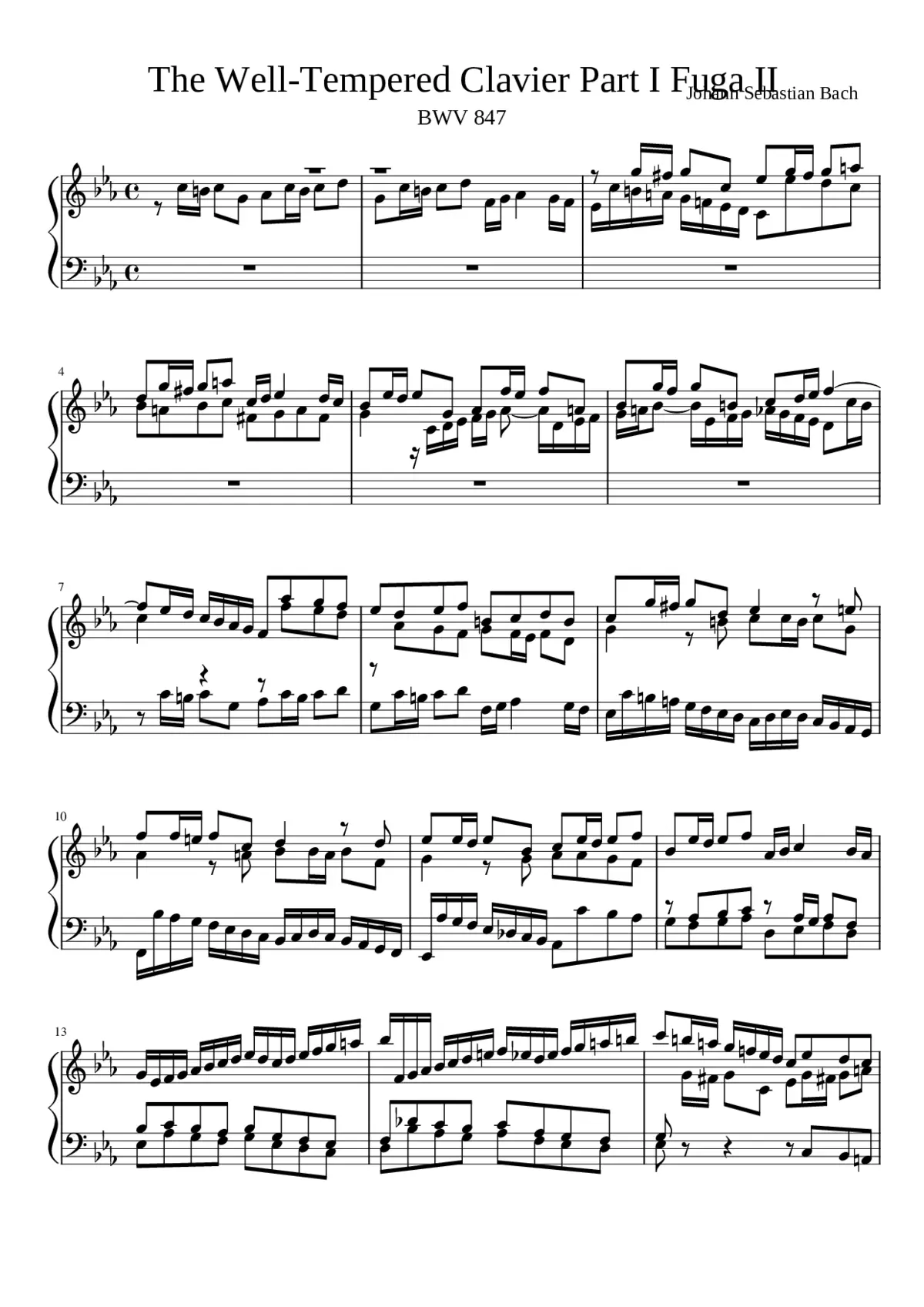 Prelude and Fugue in C minor BWV 847 - Page 1
