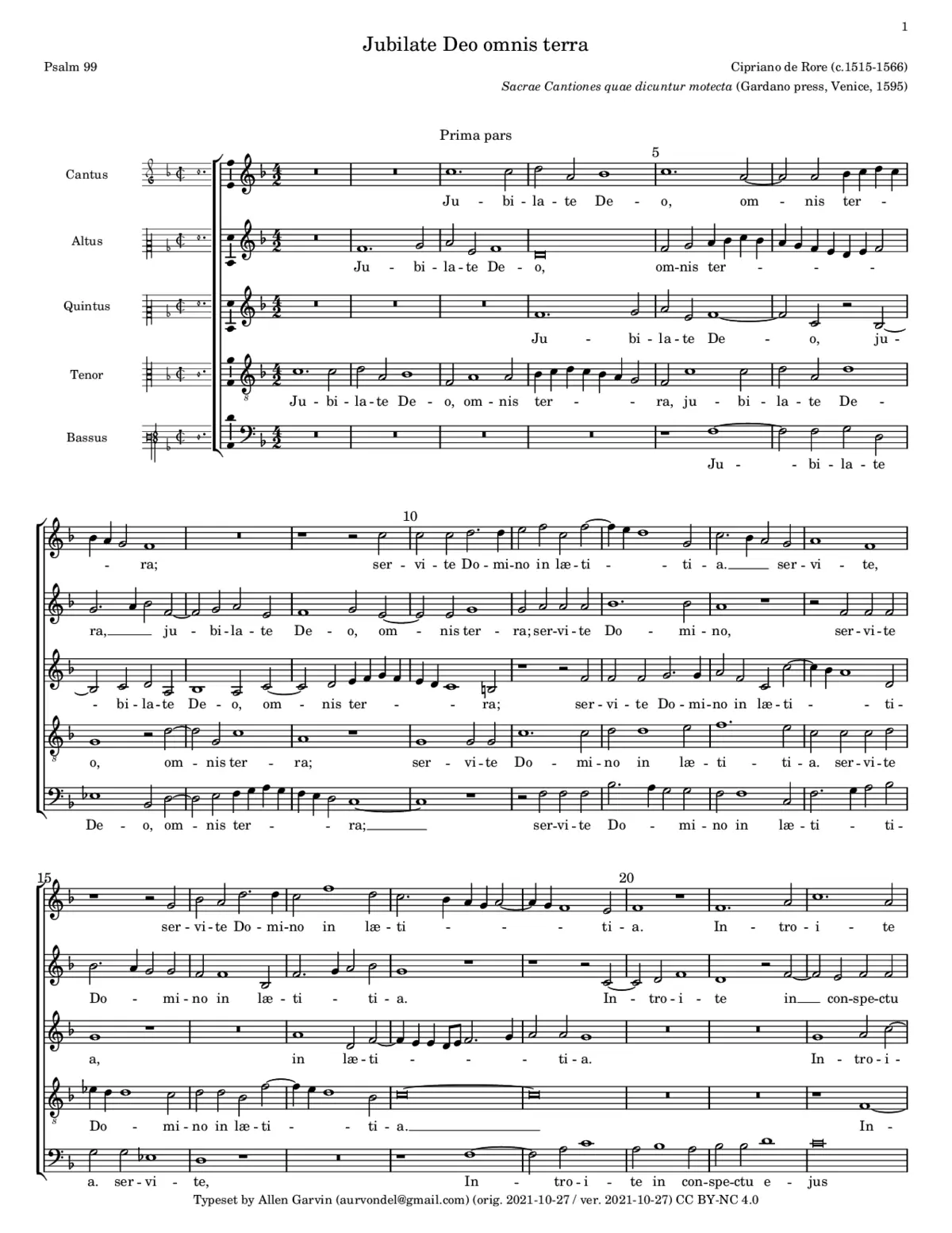 Jubilate Deo omnis terra - Page 1