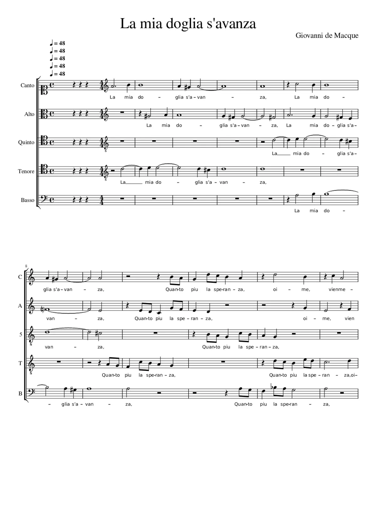 La mia doglia s'avanza - Page 1