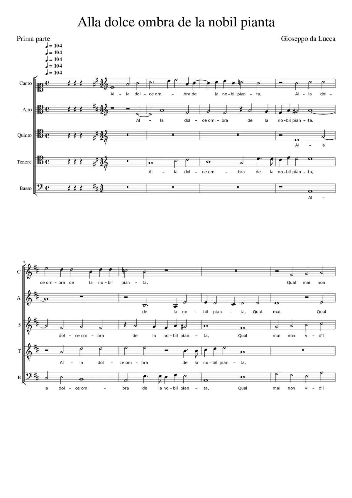 Alla dolce ombra de la nobil pianta - Page 1