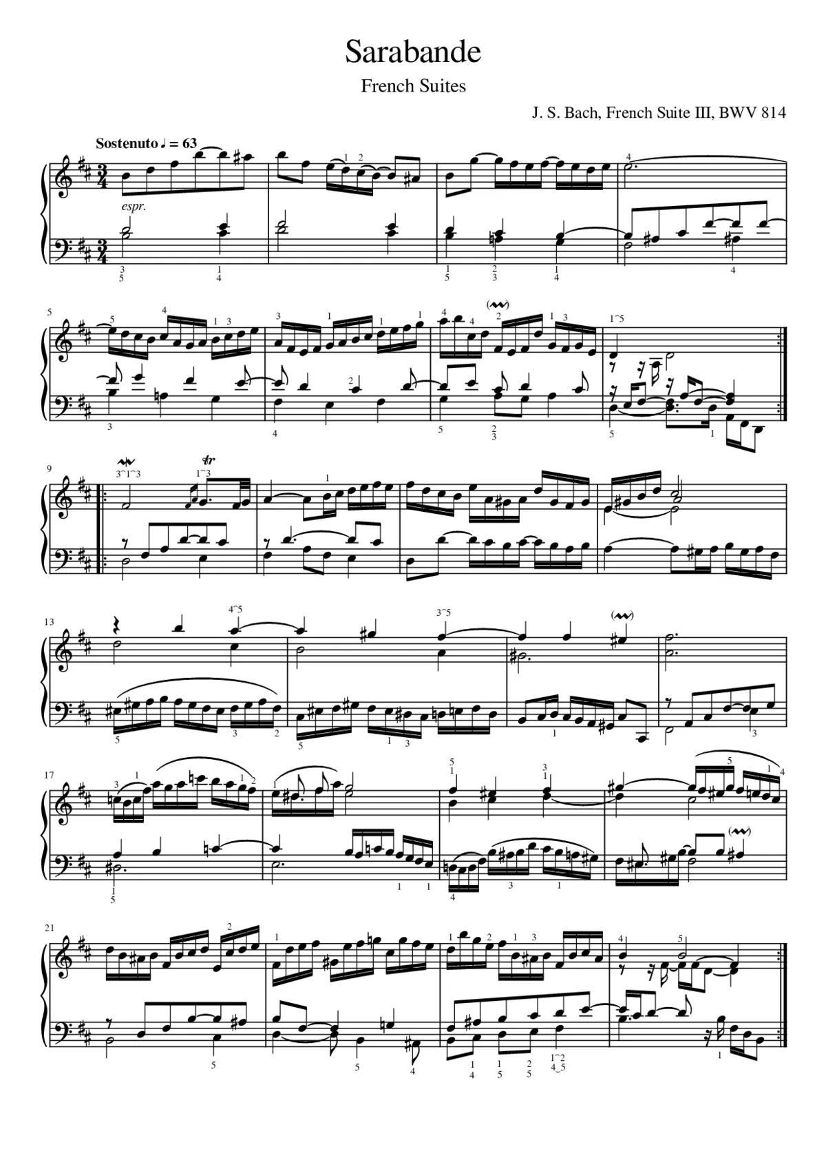 French Suite No.3 in B minor BWV 814 - Page 1