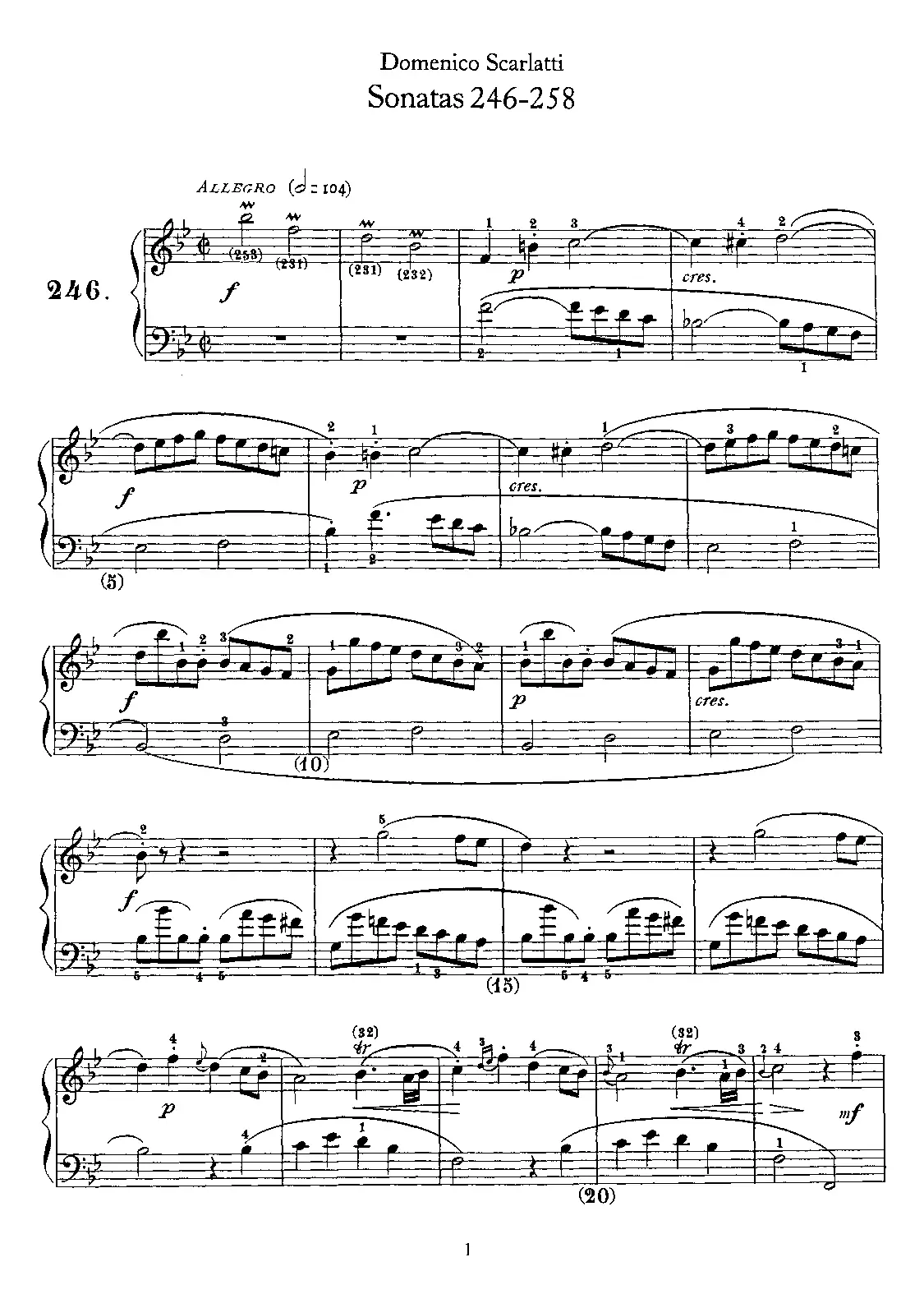 Keyboard Sonata in B-flat major - Page 1
