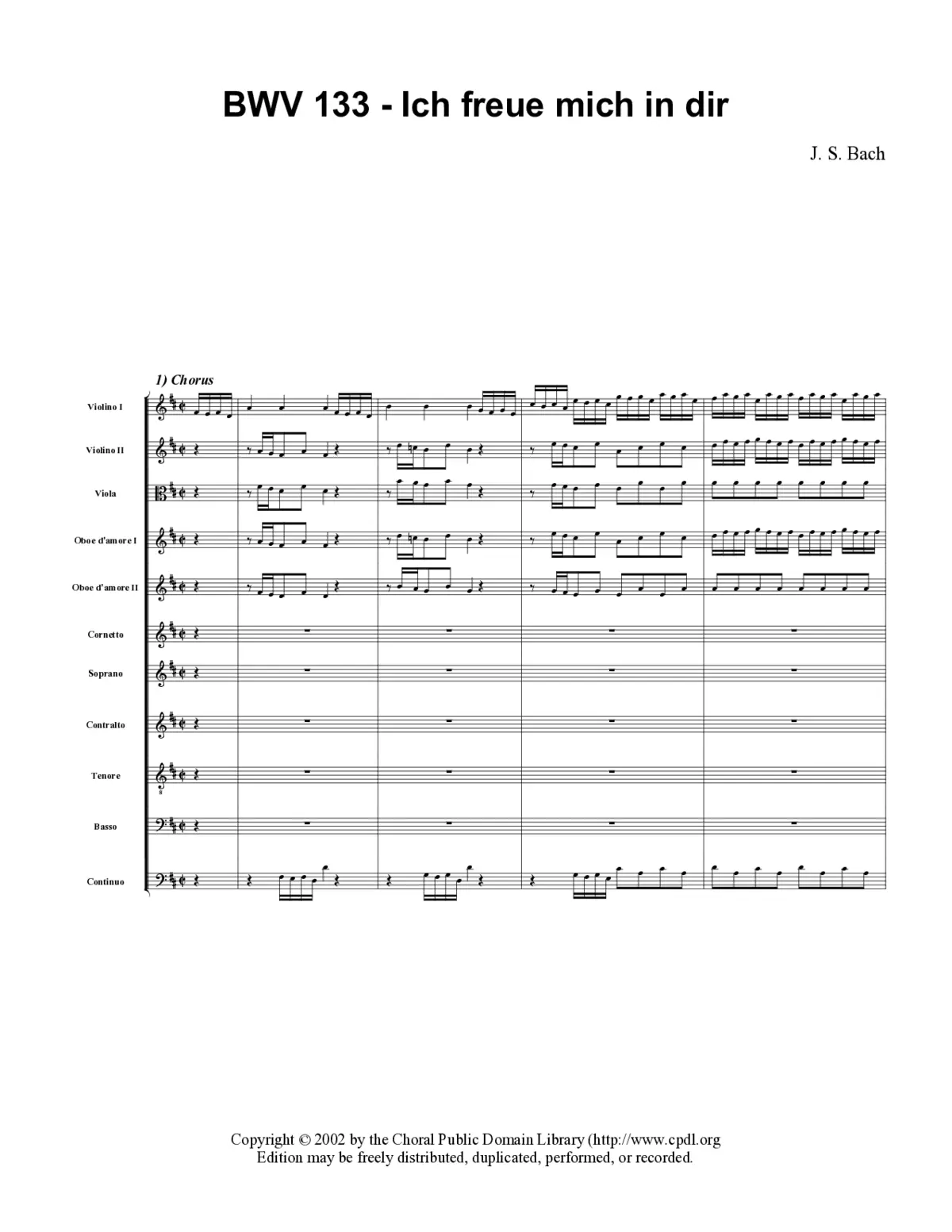 Ich freue mich in dir, BWV 133 - Page 1