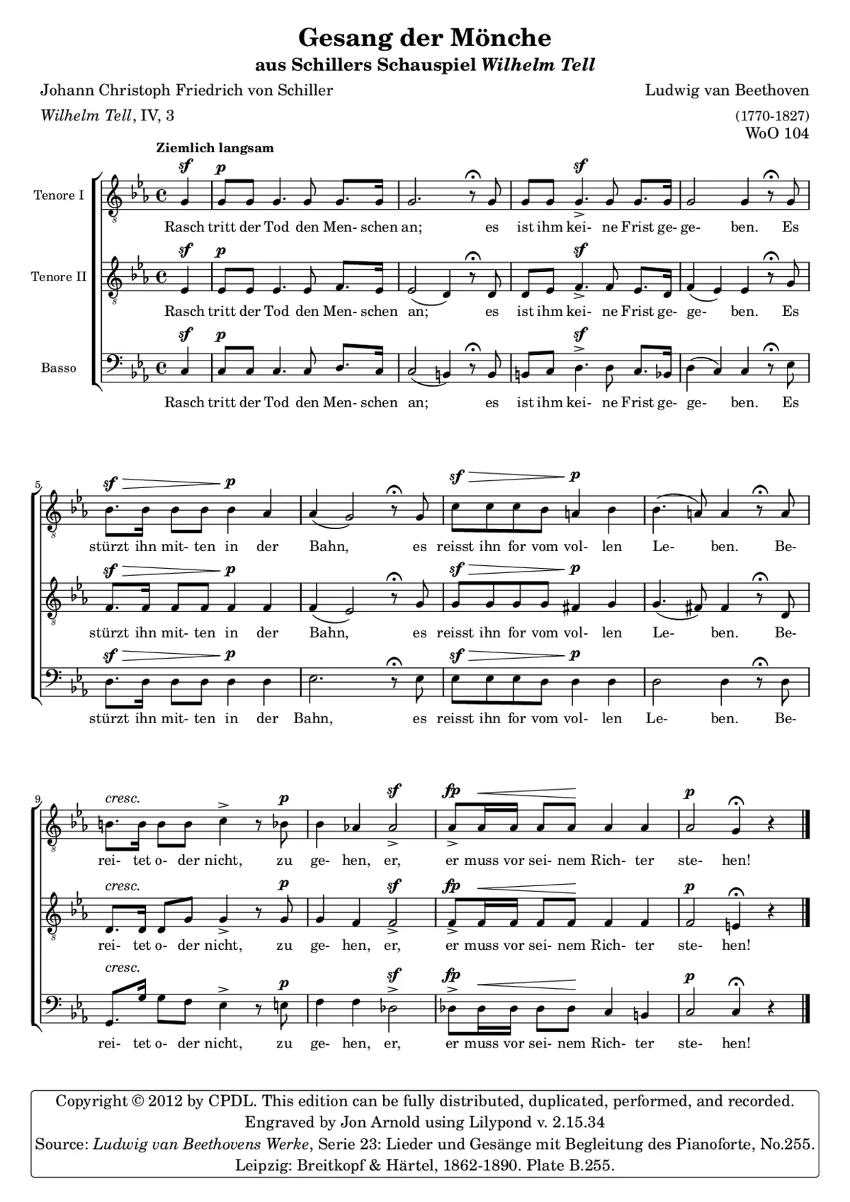 Gesang der Mönche, WoO 104 - Page 1