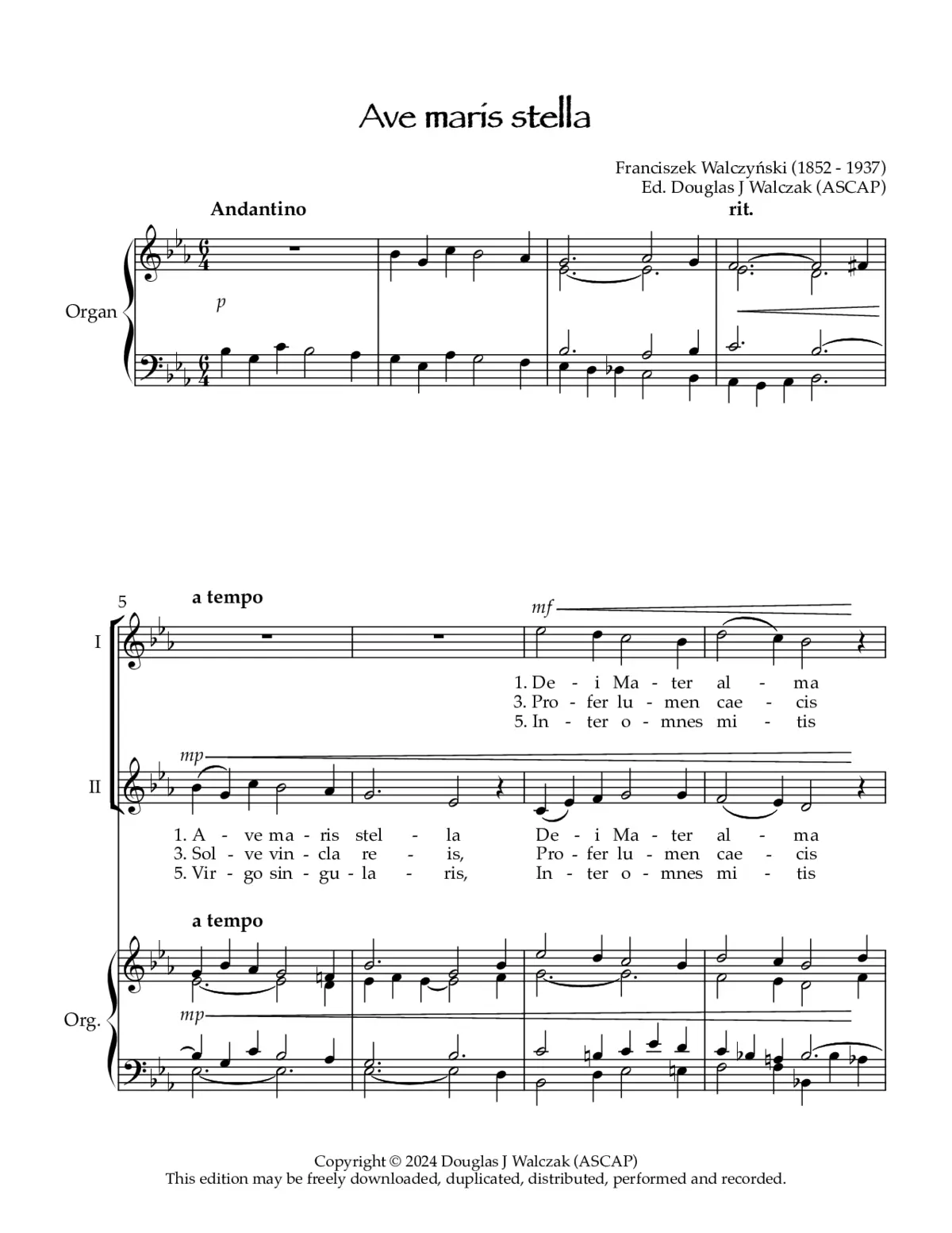 Ave maris stella in E Flat - Page 1